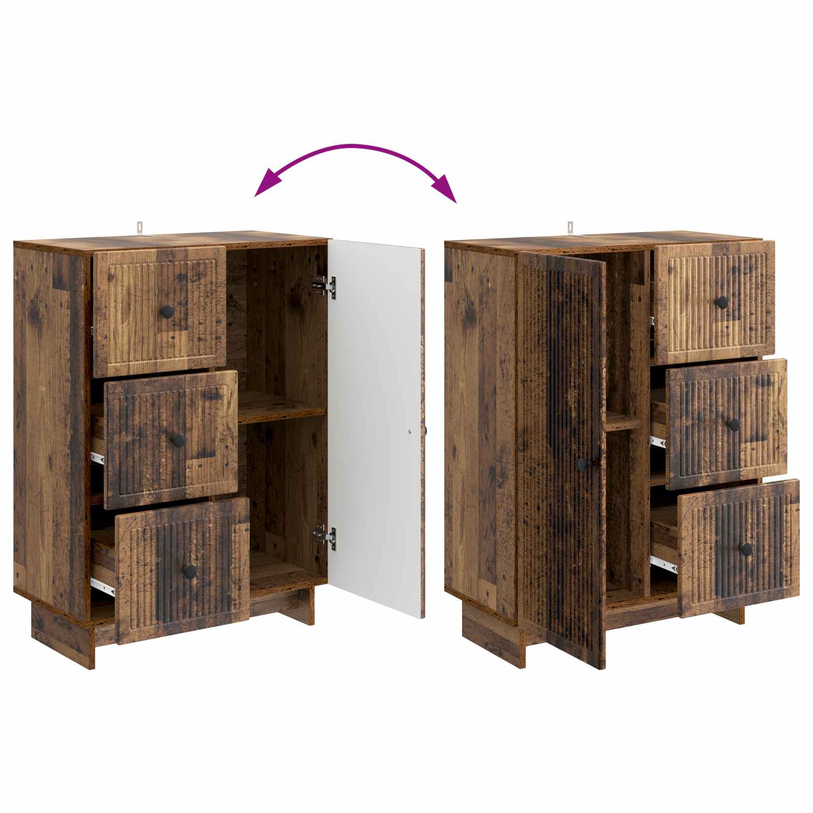 Dressoir met lade Oud hout 66 x 34,5 x 90 cm Bewerkt hout is nu te koop bij PeponiXL, paradijselijk wonen!