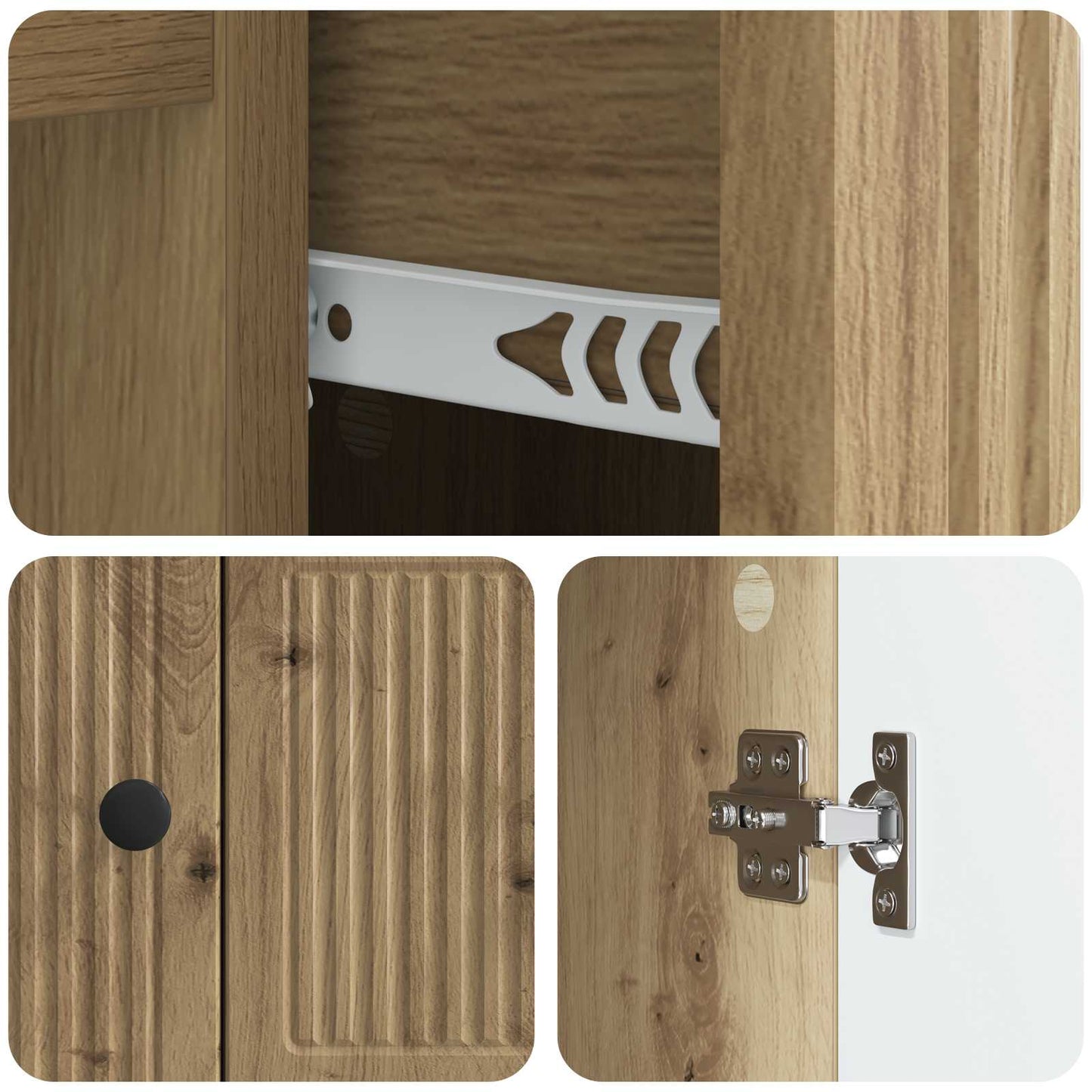 Dressoir Artisanaal eiken 66 x 34,5 x 90 cm Bewerkt hout is nu te koop bij PeponiXL, paradijselijk wonen!