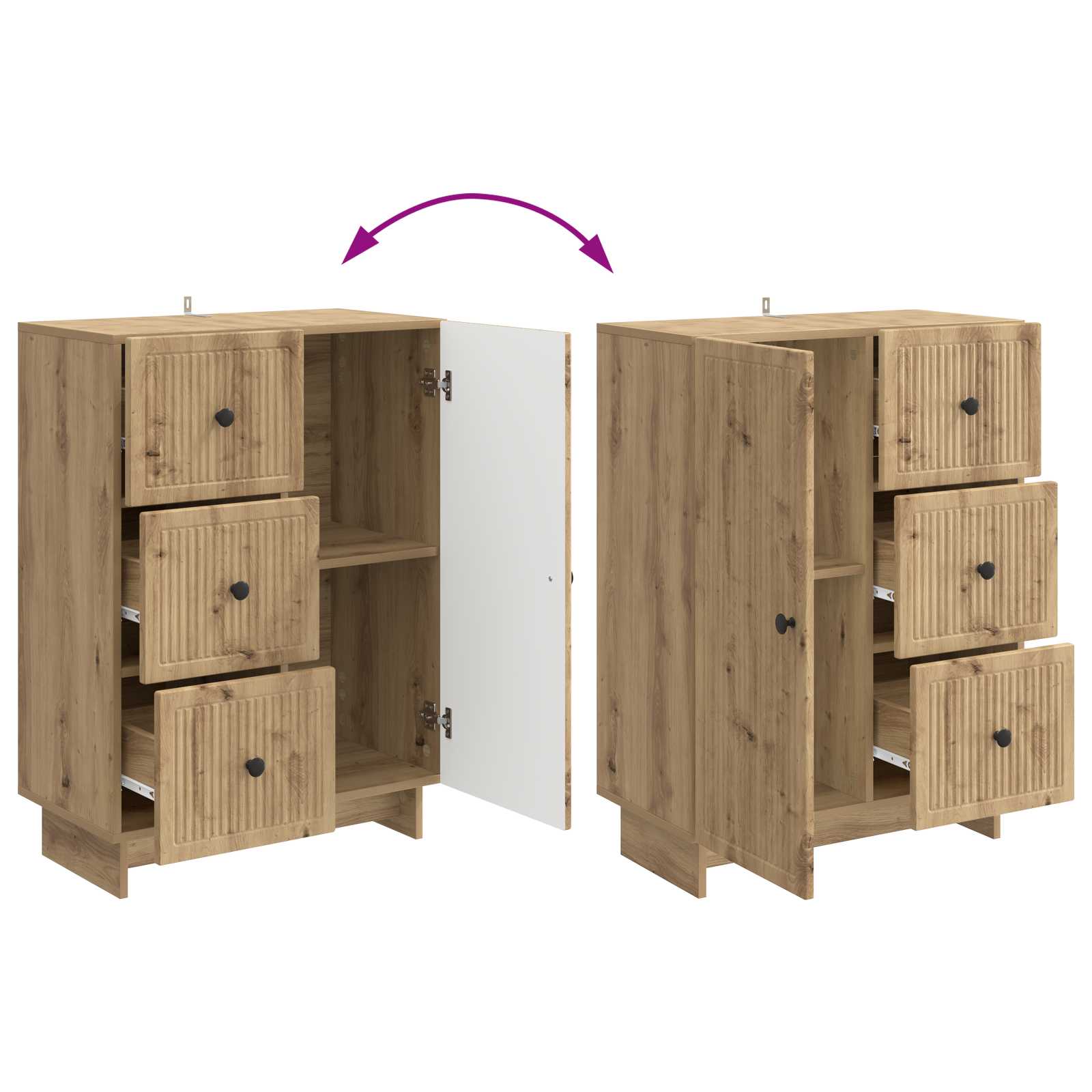 Dressoir Artisanaal eiken 66 x 34,5 x 90 cm Bewerkt hout is nu te koop bij PeponiXL, paradijselijk wonen!