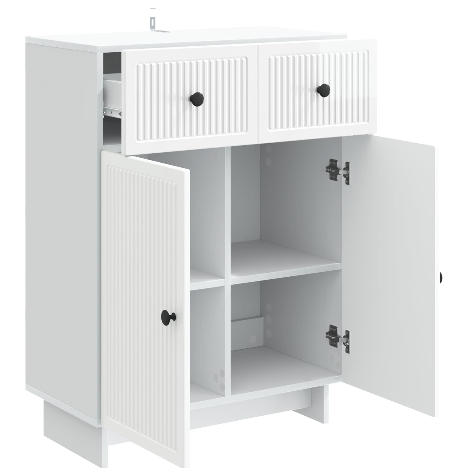 Dressoir met lade Hoogglans Wit 66 x 34,5 x 90 cm Bewerkt hout is nu te koop bij PeponiXL, paradijselijk wonen!