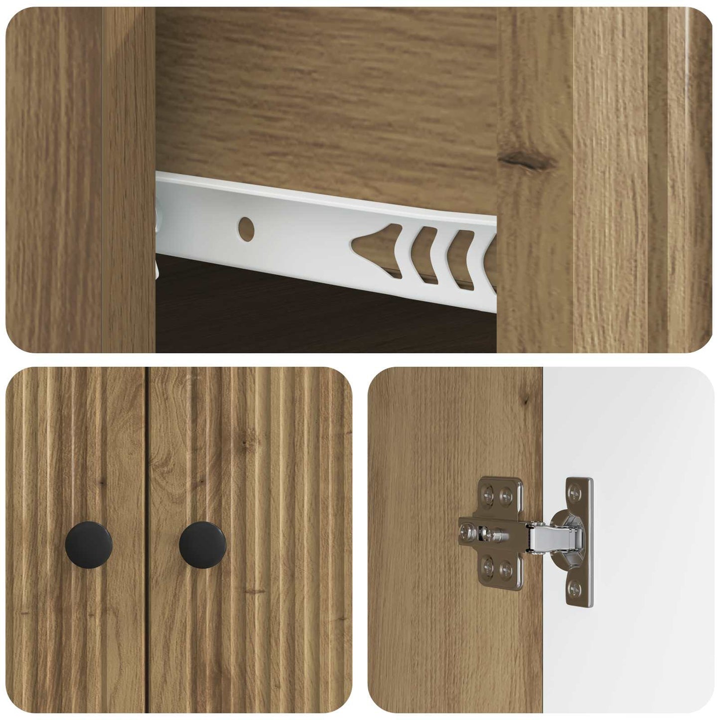 Dressoir Artisanaal eiken 66 x 34,5 x 90 cm Bewerkt hout is nu te koop bij PeponiXL, paradijselijk wonen!