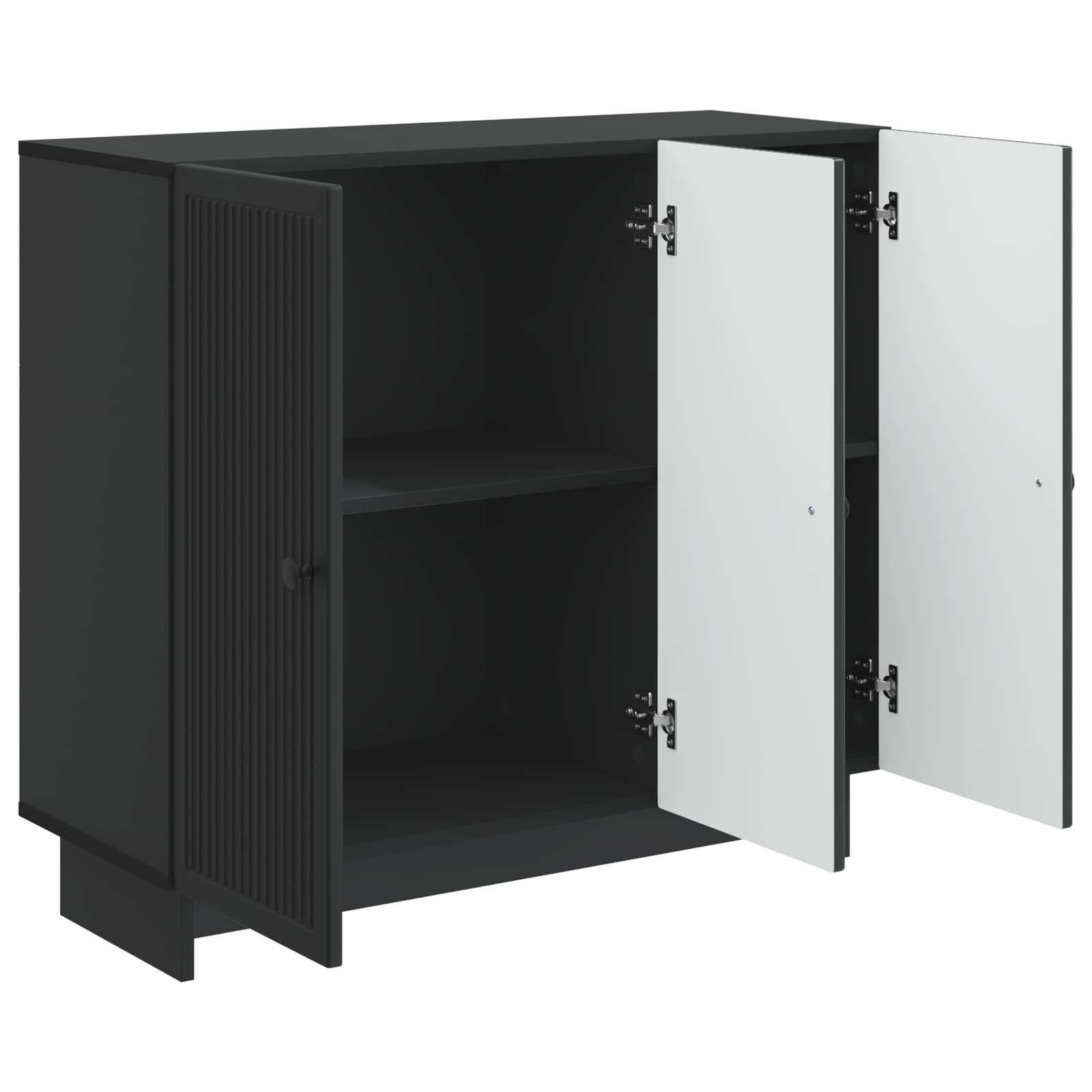 Dressoir Zwart 89 x 34,5 x 80 cm Bewerkt hout is nu te koop bij PeponiXL, paradijselijk wonen!