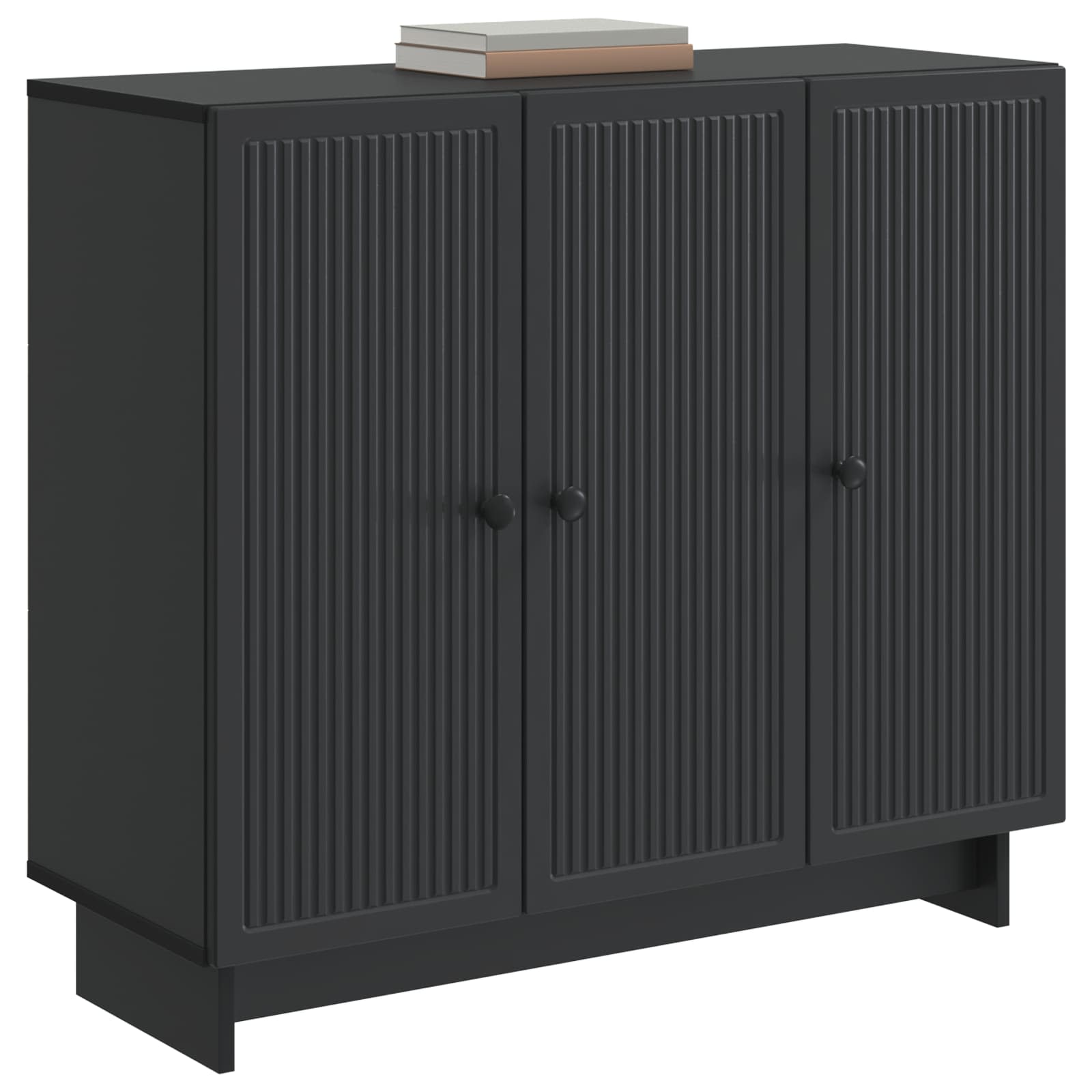 Dressoir Zwart 89 x 34,5 x 80 cm Bewerkt hout is nu te koop bij PeponiXL, paradijselijk wonen!