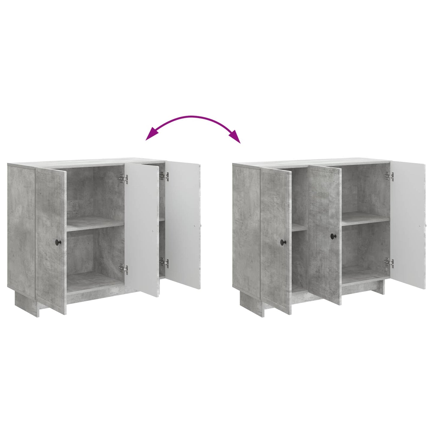 Dressoir Betongrijs 89 x 34,5 x 80 cm Bewerkt hout is nu te koop bij PeponiXL, paradijselijk wonen!