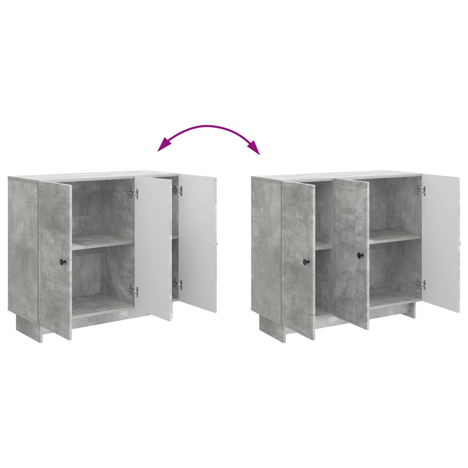Dressoir Betongrijs 89 x 34,5 x 80 cm Bewerkt hout is nu te koop bij PeponiXL, paradijselijk wonen!