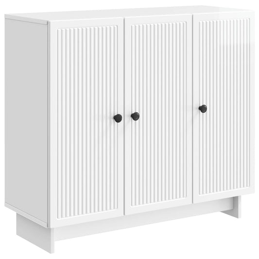Dressoir Hoogglans Wit 89 x 34,5 x 80 cm Bewerkt hout is nu te koop bij PeponiXL, paradijselijk wonen!