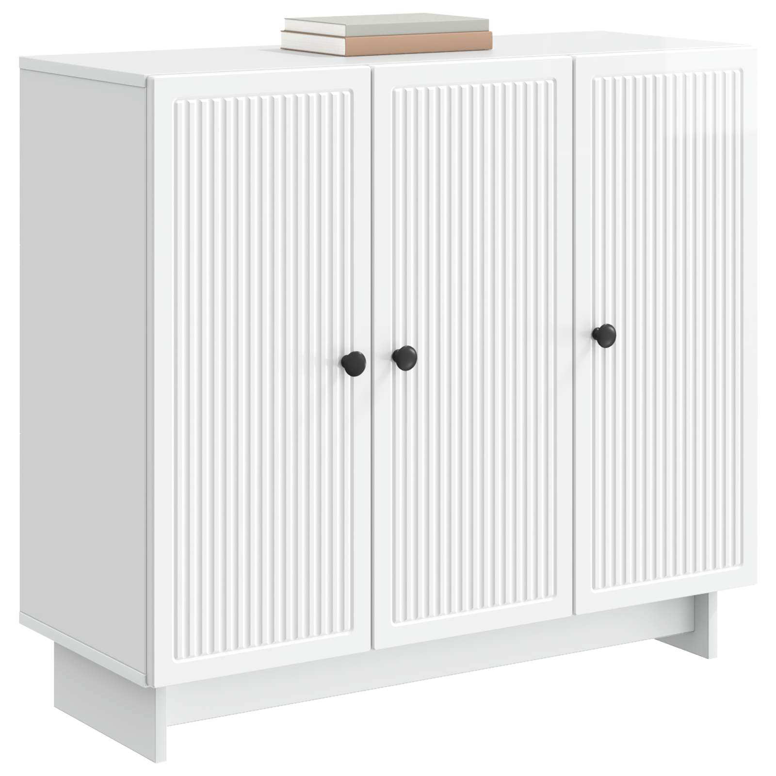 Dressoir Hoogglans Wit 89 x 34,5 x 80 cm Bewerkt hout is nu te koop bij PeponiXL, paradijselijk wonen!