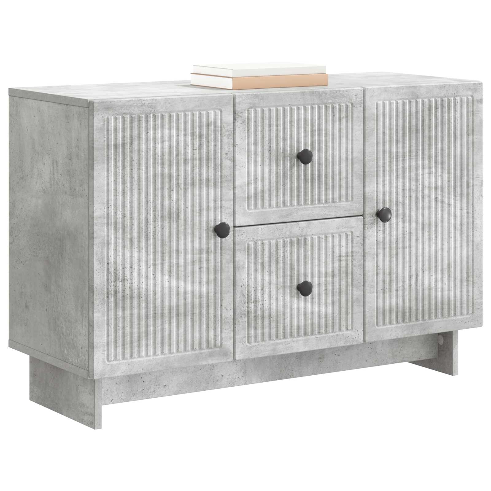 Dressoir met lade Betongrijs 89 x 34,5 x 60 cm Bewerkt hout is nu te koop bij PeponiXL, paradijselijk wonen!