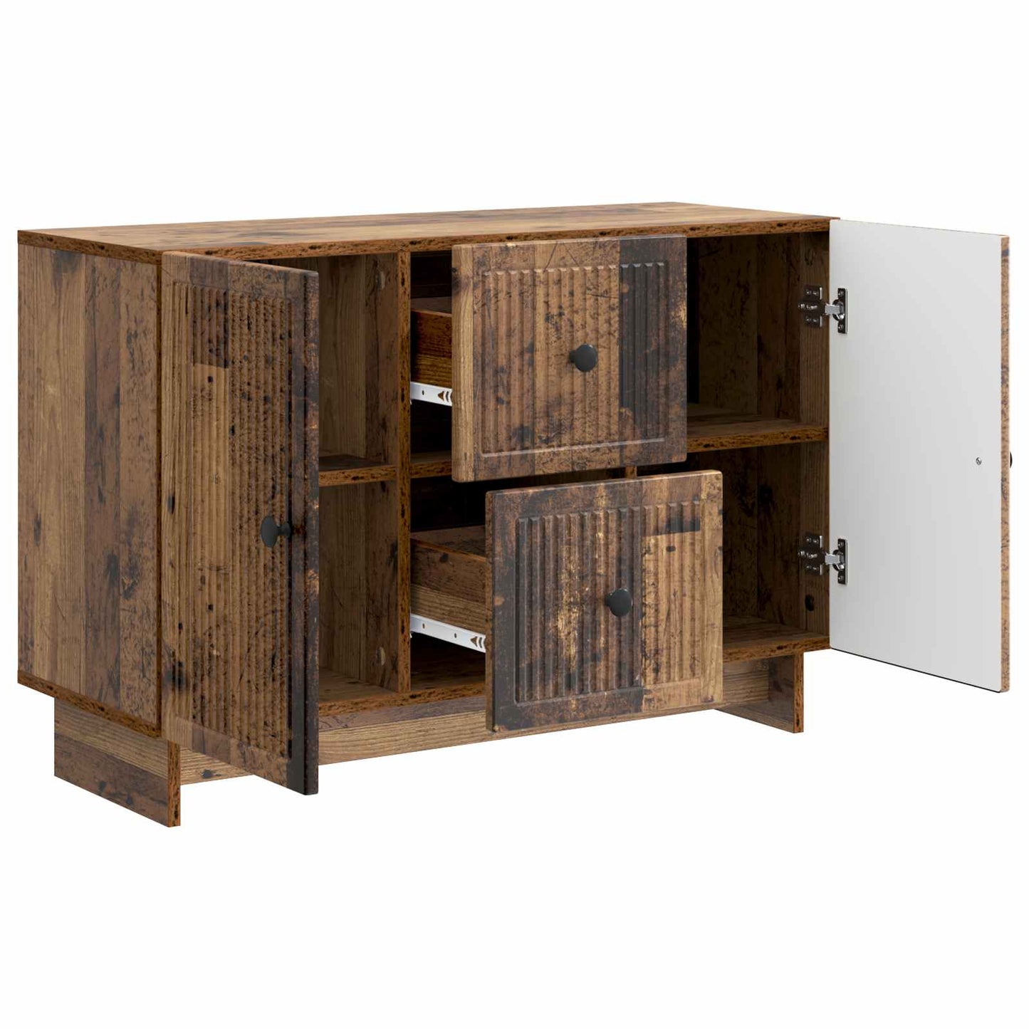 Dressoir met lade Oud hout 89 x 34,5 x 60 cm Bewerkt hout is nu te koop bij PeponiXL, paradijselijk wonen!