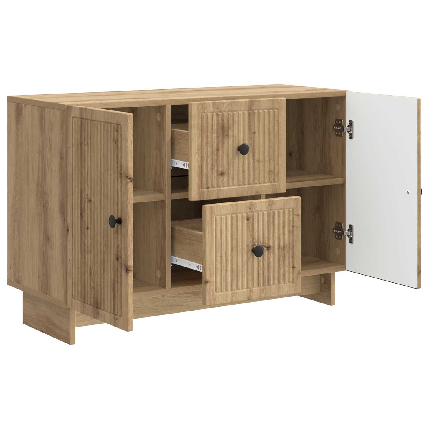 Dressoir Artisanaal eiken 89 x 34,5 x 60 cm Bewerkt hout is nu te koop bij PeponiXL, paradijselijk wonen!