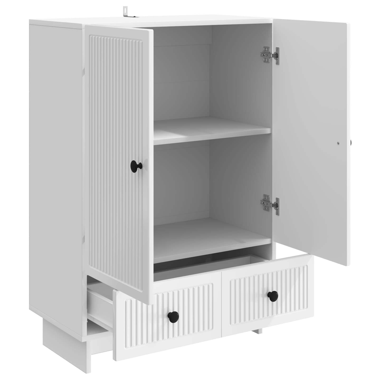 Dressoir Hoogglans Wit 66 x 34,5 x 95 cm Geconstrueerd hout is nu te koop bij PeponiXL, paradijselijk wonen!