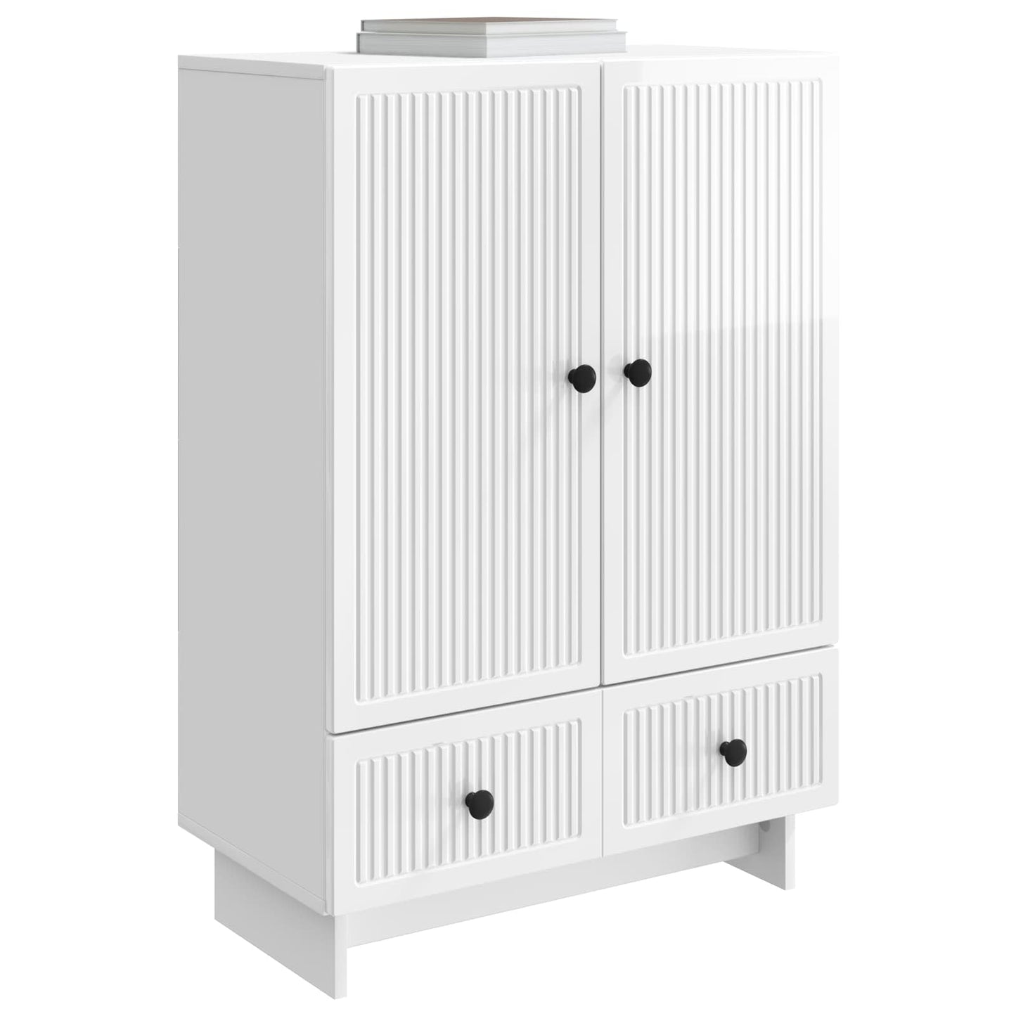 Dressoir Hoogglans Wit 66 x 34,5 x 95 cm Geconstrueerd hout is nu te koop bij PeponiXL, paradijselijk wonen!
