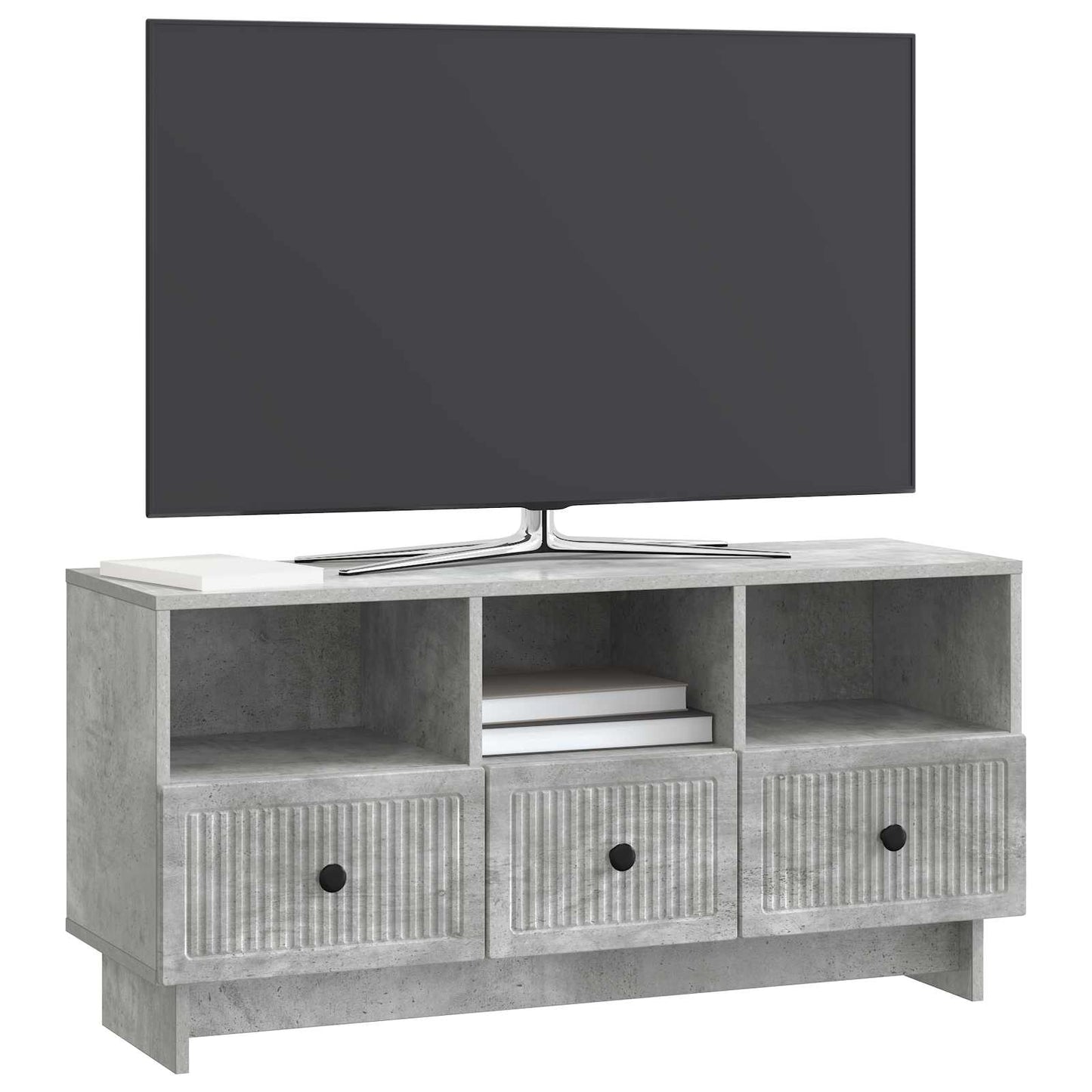 TV-kast met lade Betongrijs 102 x 34,5 x 50 cm Bewerkt hout is nu te koop bij PeponiXL, paradijselijk wonen!