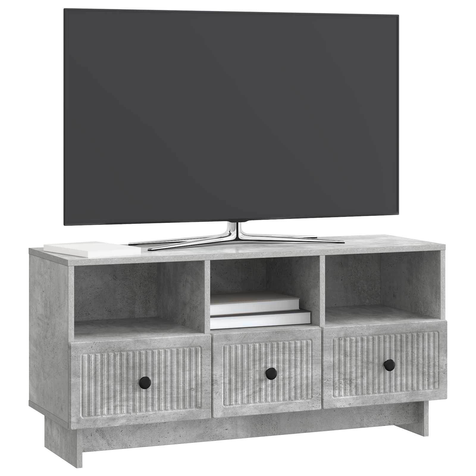 TV-kast met lade Betongrijs 102 x 34,5 x 50 cm Bewerkt hout is nu te koop bij PeponiXL, paradijselijk wonen!