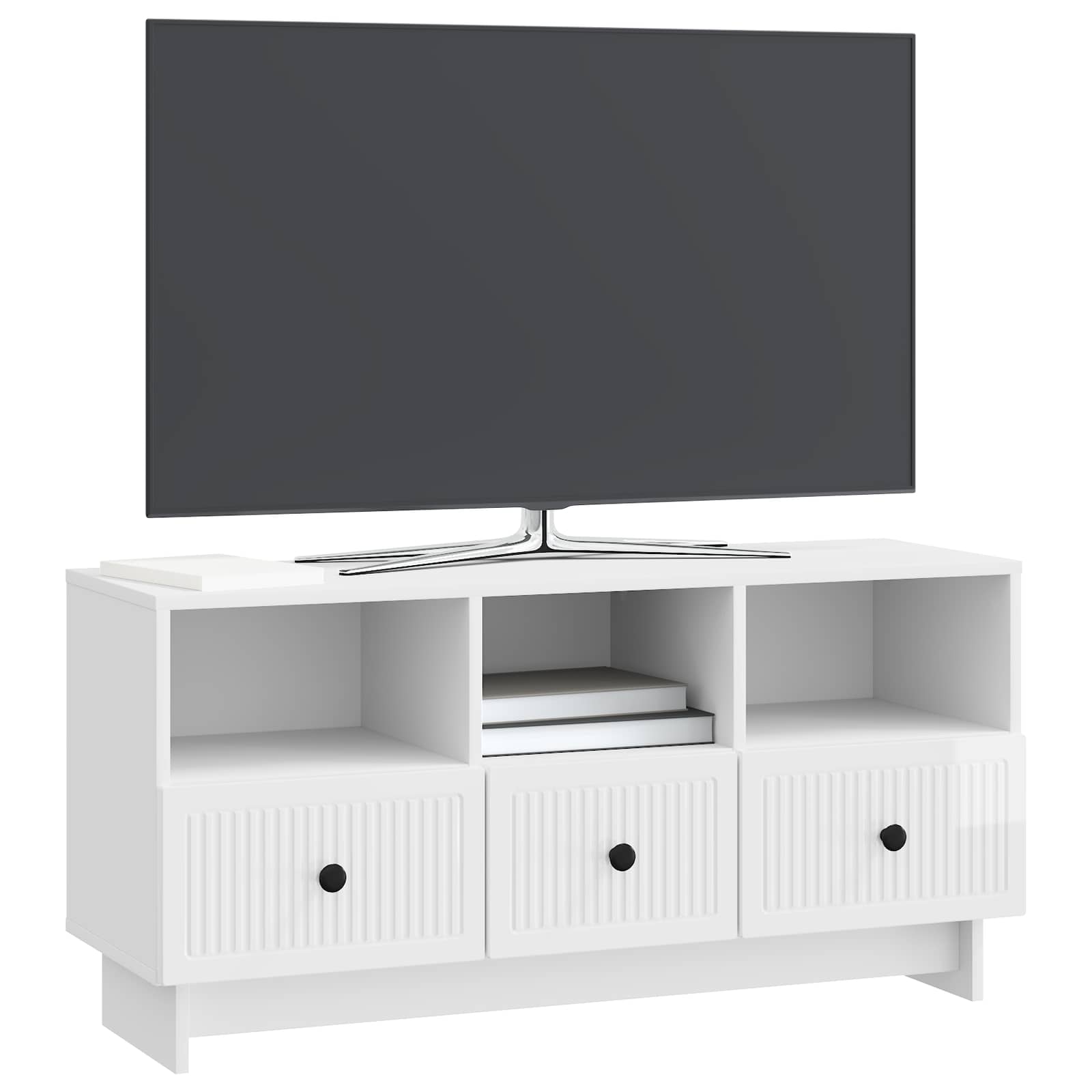 TV-kast met lade Hoogglans Wit 102 x 34,5 x 50 cm Bewerkt hout is nu te koop bij PeponiXL, paradijselijk wonen!