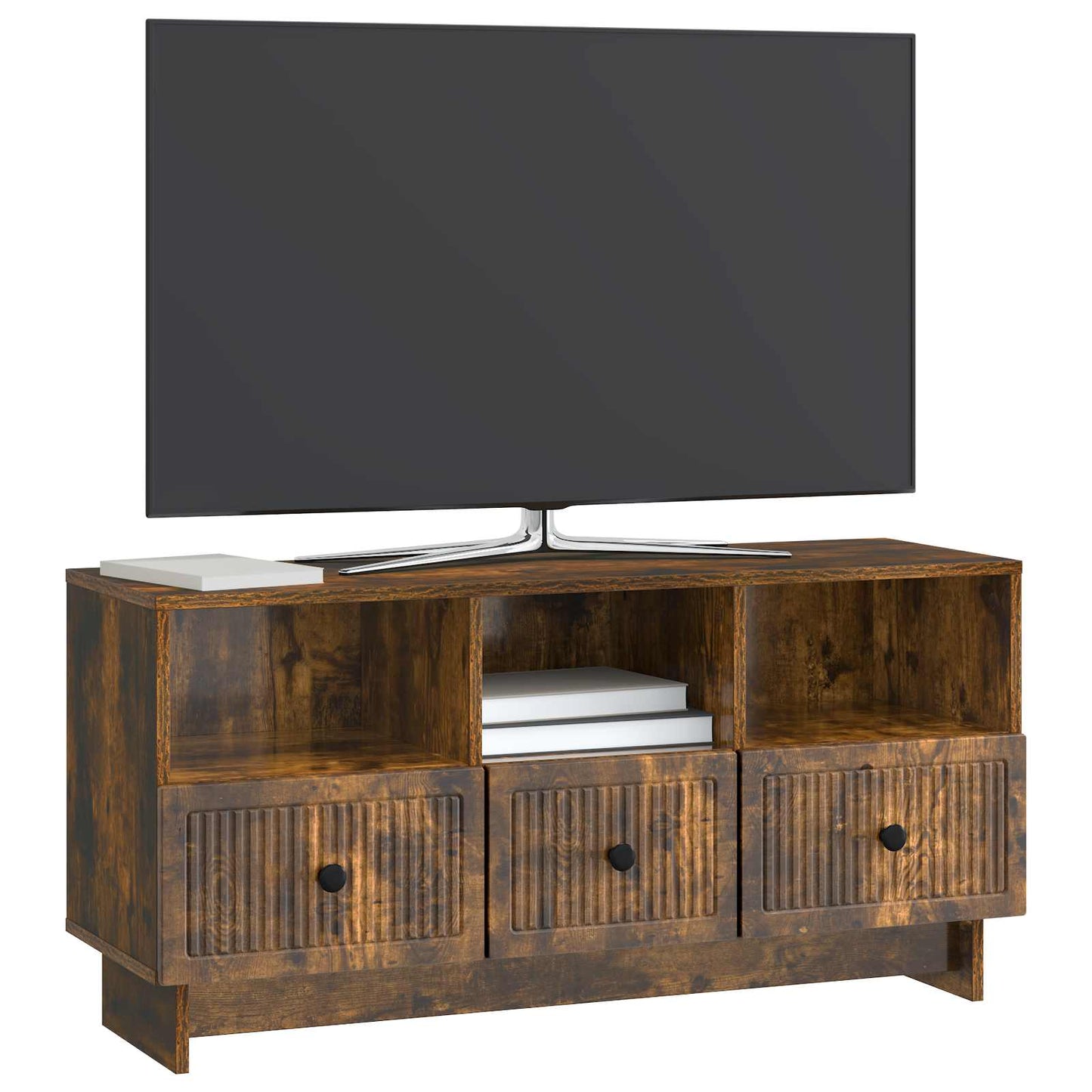 TV-kast met lade Gerookt eiken 102 x 34,5 x 50 cm Bewerkt hout is nu te koop bij PeponiXL, paradijselijk wonen!