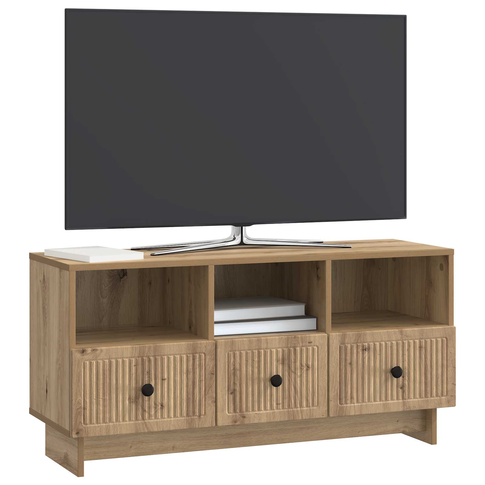TV-kast Artisanaal eiken 102 x 34,5 x 50 cm Bewerkt hout is nu te koop bij PeponiXL, paradijselijk wonen!