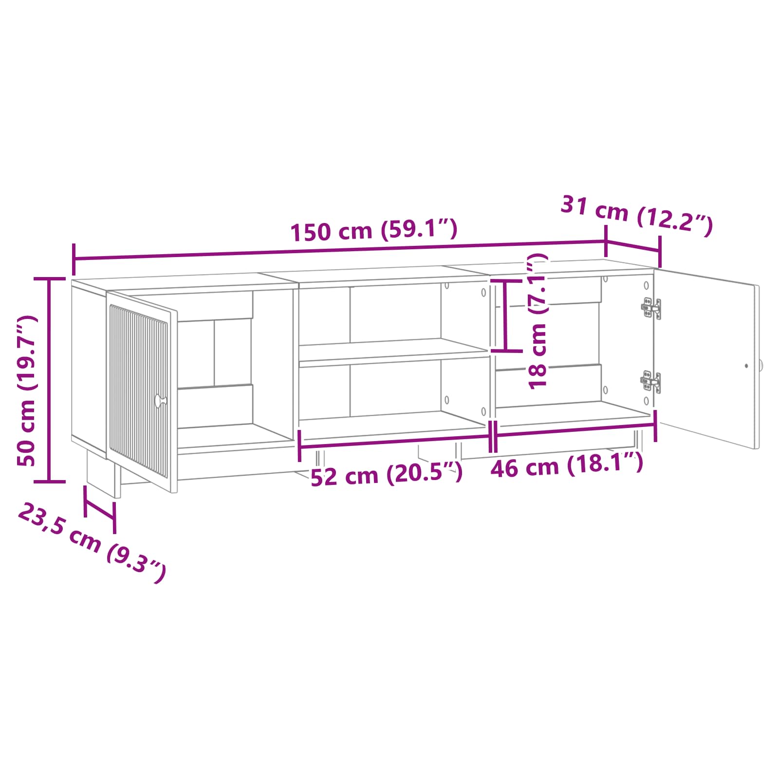 TV-kast Hoogglans Wit 150 x 31 x 50 cm Geconstrueerd hout is nu te koop bij PeponiXL, paradijselijk wonen!