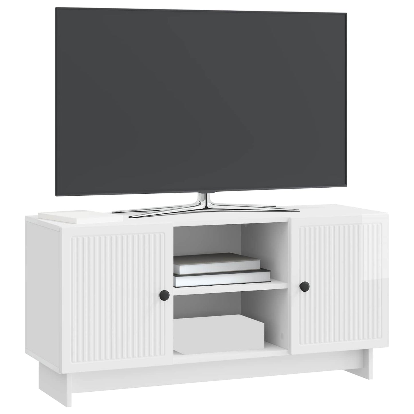 TV-kast Hoogglans wit 102 x 34,5 x 50 cm Bewerkt hout is nu te koop bij PeponiXL, paradijselijk wonen!
