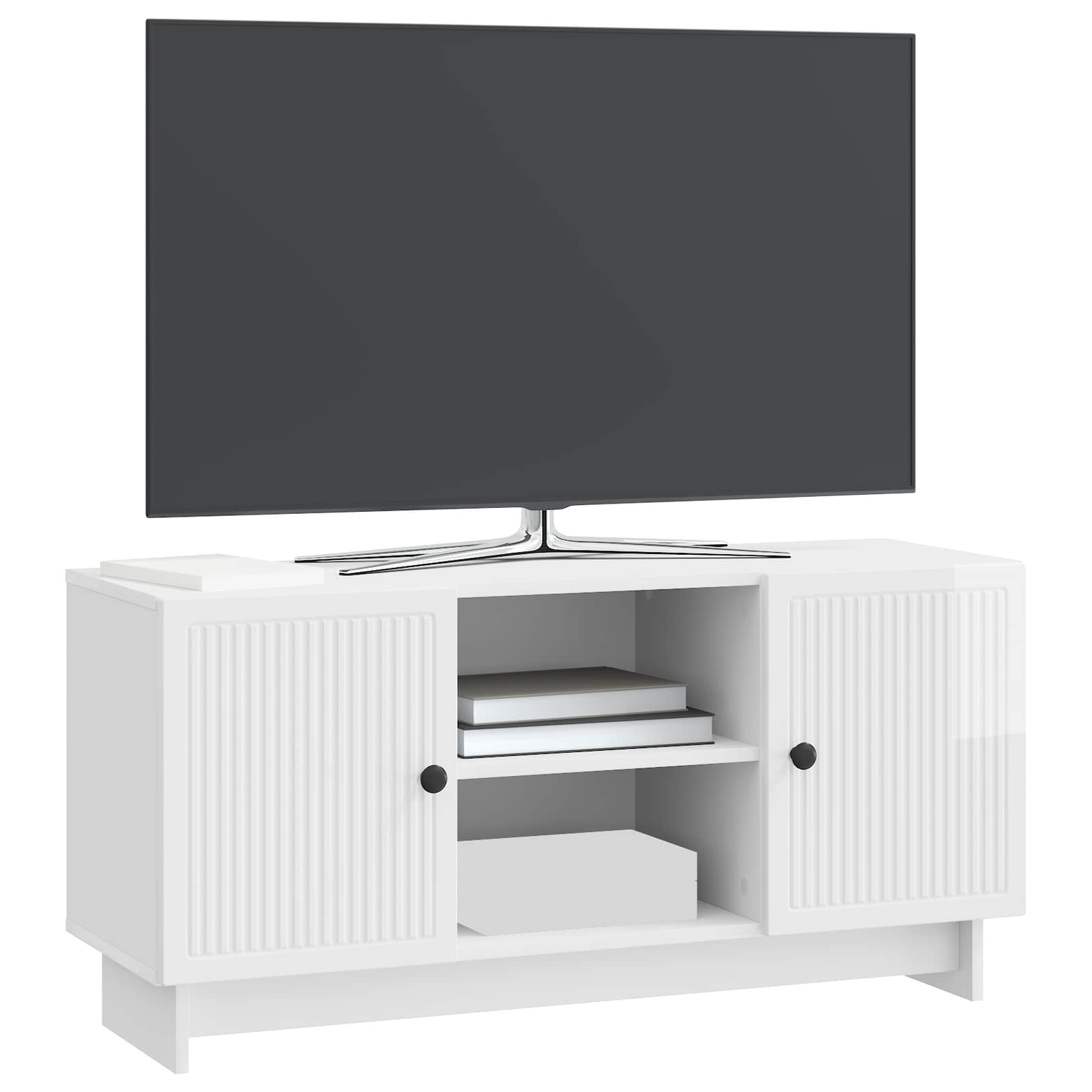 TV-kast Hoogglans wit 102 x 34,5 x 50 cm Bewerkt hout is nu te koop bij PeponiXL, paradijselijk wonen!
