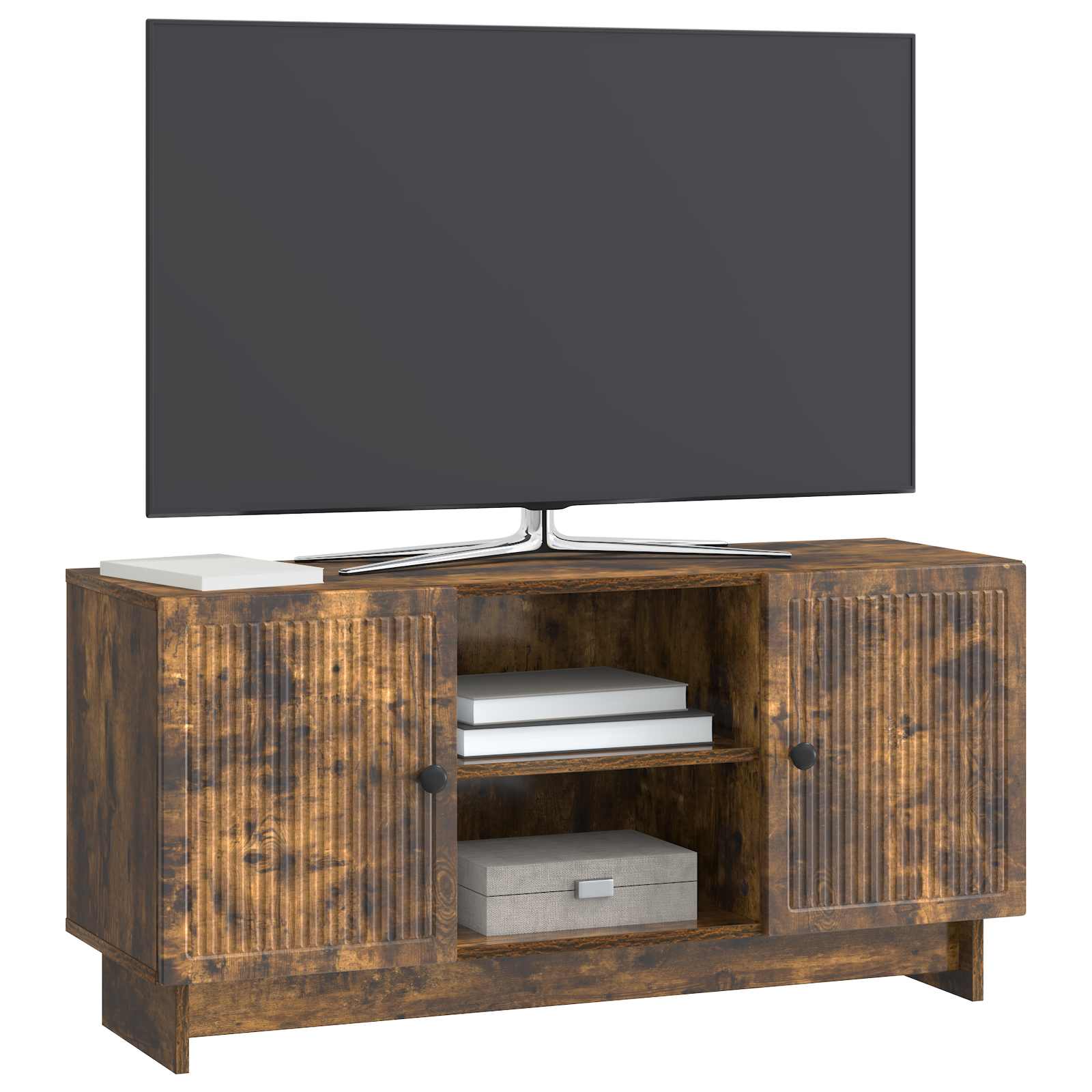 TV-kast Gerookt eiken 102 x 34,5 x 50 cm Bewerkt hout is nu te koop bij PeponiXL, paradijselijk wonen!