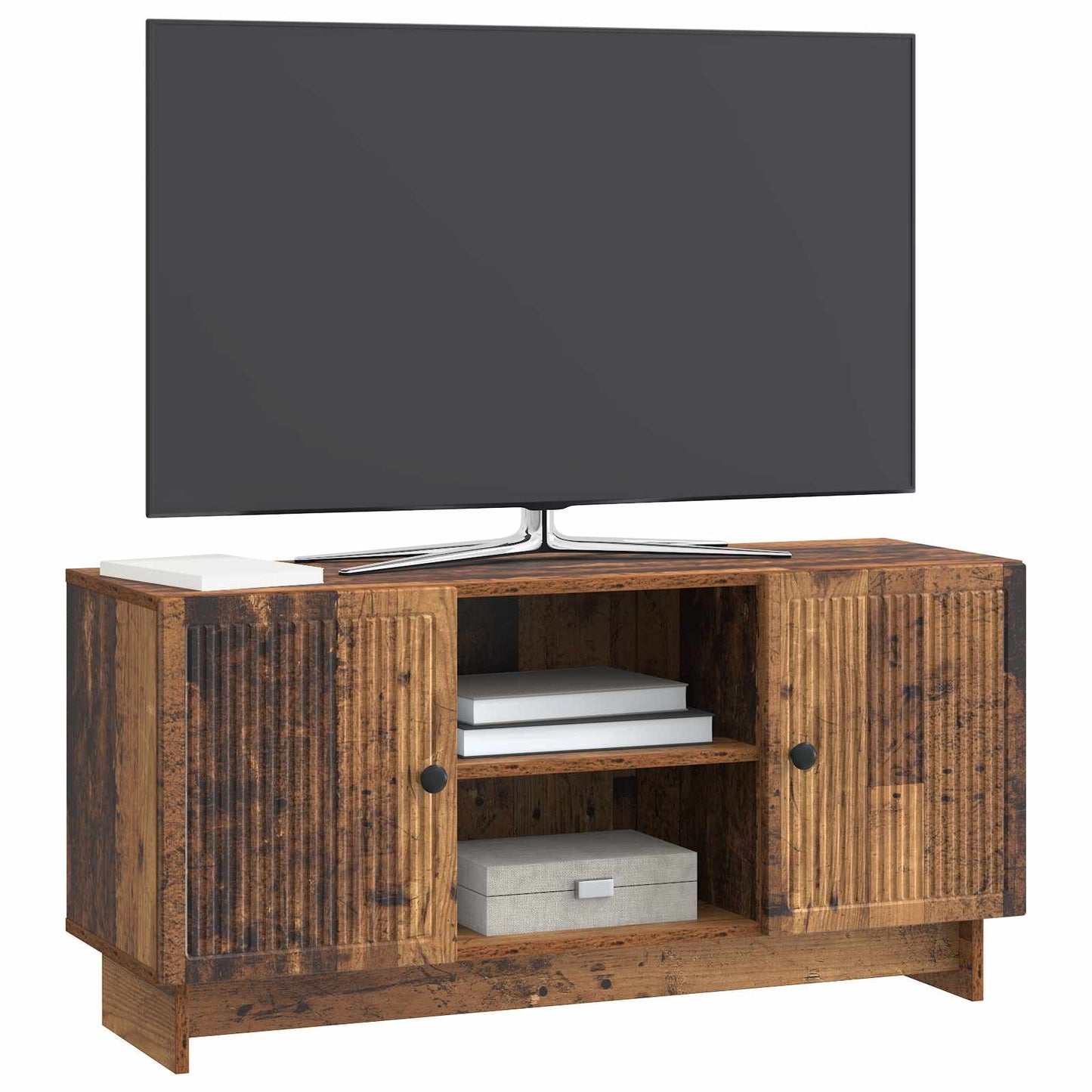 TV-kast Oudhout 102 x 34,5 x 50 cm Bewerkt hout is nu te koop bij PeponiXL, paradijselijk wonen!