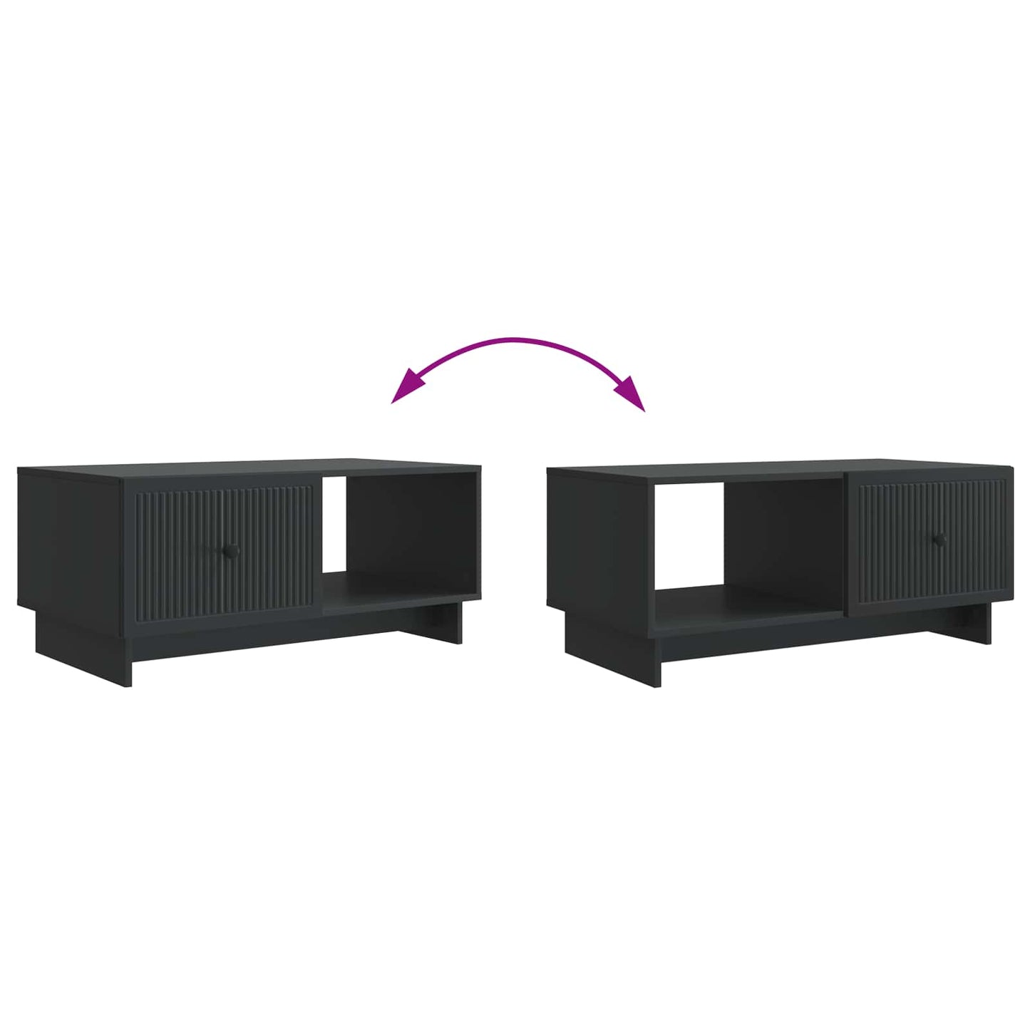 Salontafel Zwart 90 x 50 x 40 cm Bewerkt hout is nu te koop bij PeponiXL, paradijselijk wonen!