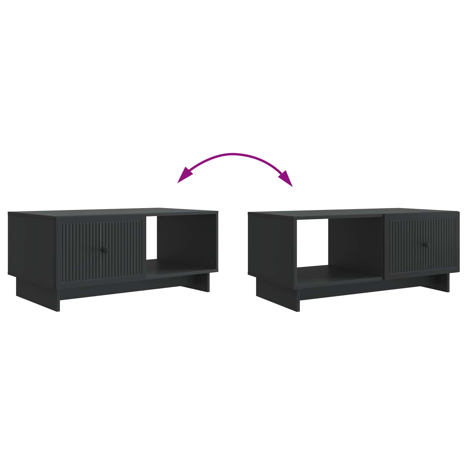 Salontafel Zwart 90 x 50 x 40 cm Bewerkt hout is nu te koop bij PeponiXL, paradijselijk wonen!