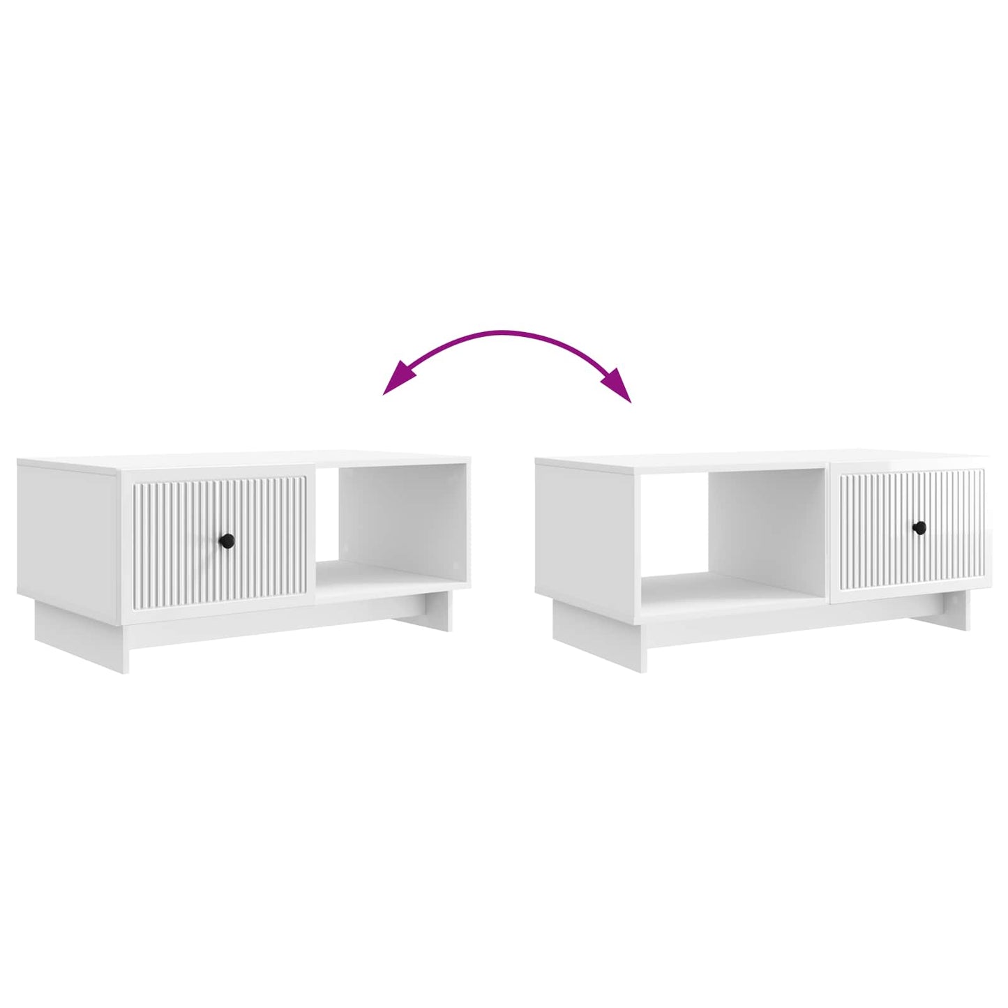 Salontafel Hoogglans Wit 90 x 50 x 40 cm Bewerkt hout is nu te koop bij PeponiXL, paradijselijk wonen!