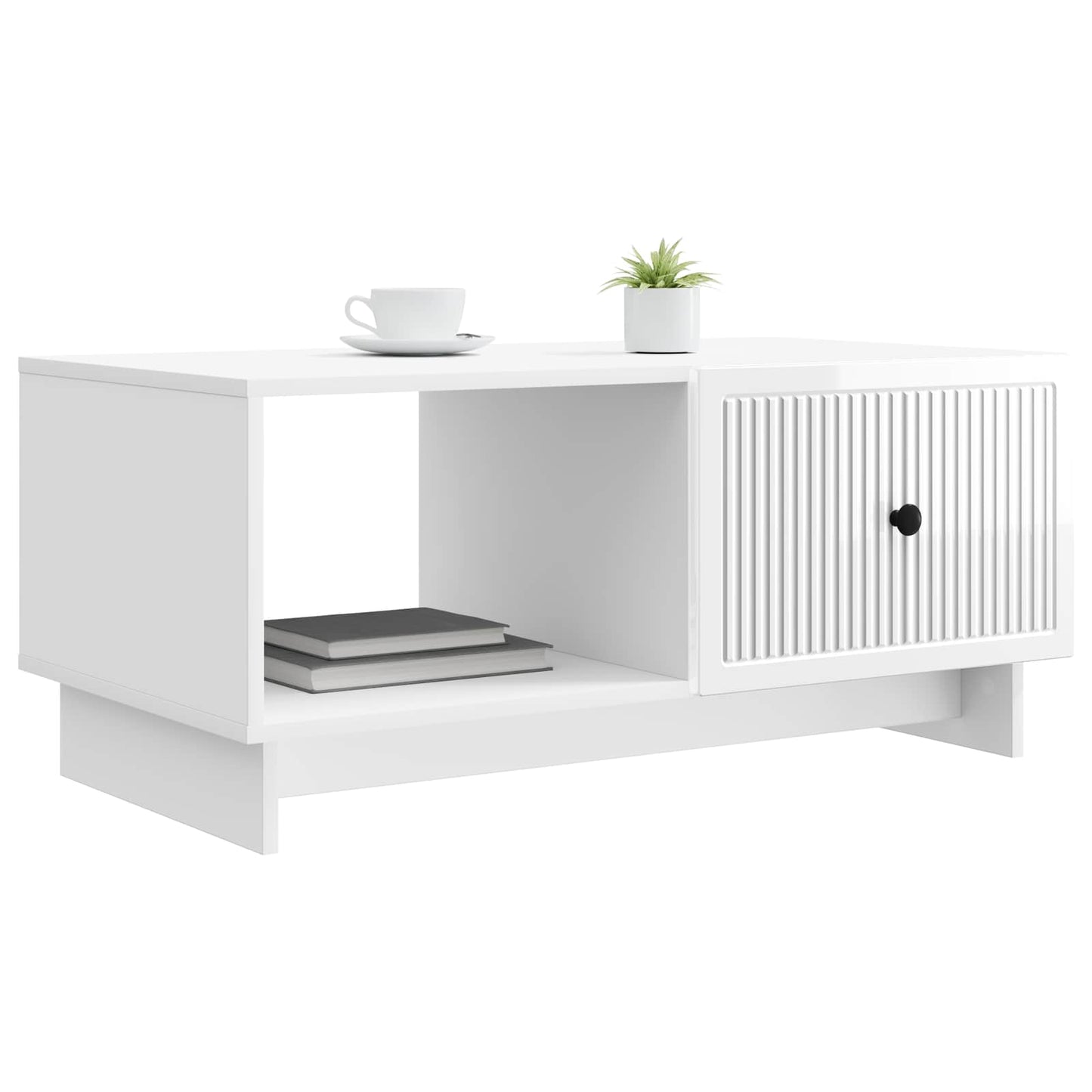 Salontafel Hoogglans Wit 90 x 50 x 40 cm Bewerkt hout is nu te koop bij PeponiXL, paradijselijk wonen!