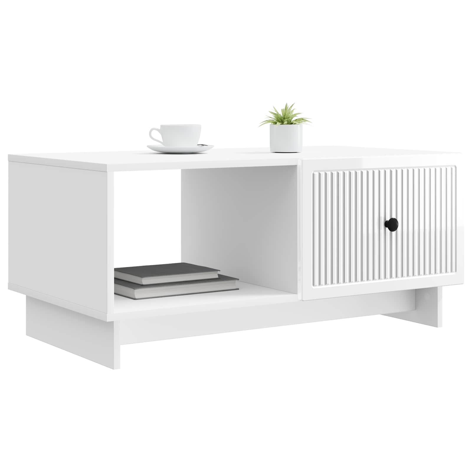 Salontafel Hoogglans Wit 90 x 50 x 40 cm Bewerkt hout is nu te koop bij PeponiXL, paradijselijk wonen!