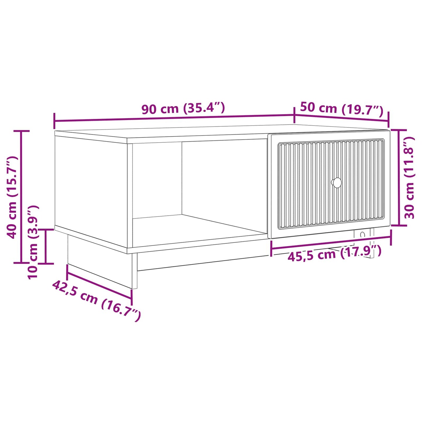 Salontafel Hoogglans Wit 90 x 50 x 40 cm Bewerkt hout is nu te koop bij PeponiXL, paradijselijk wonen!