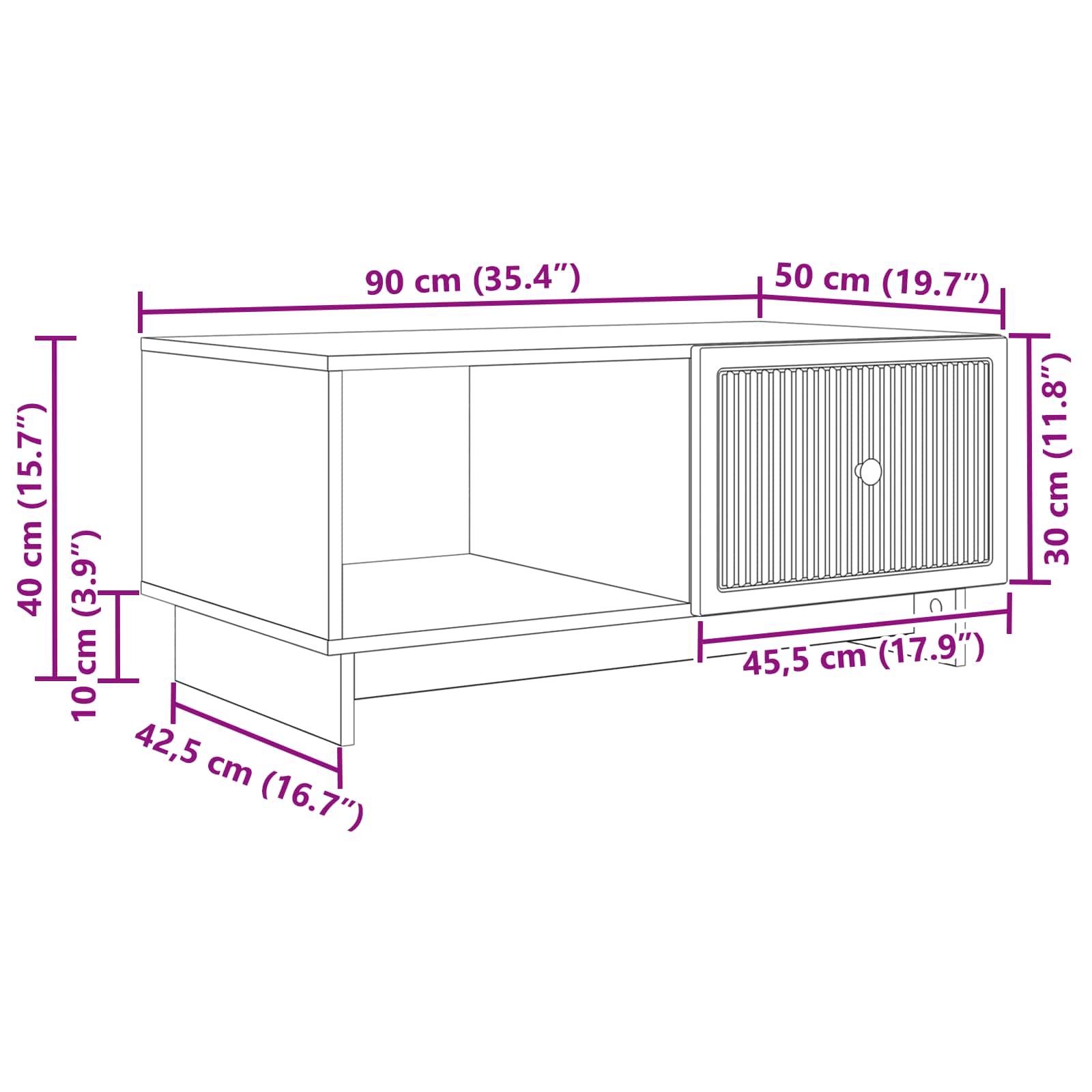 Salontafel Hoogglans Wit 90 x 50 x 40 cm Bewerkt hout is nu te koop bij PeponiXL, paradijselijk wonen!