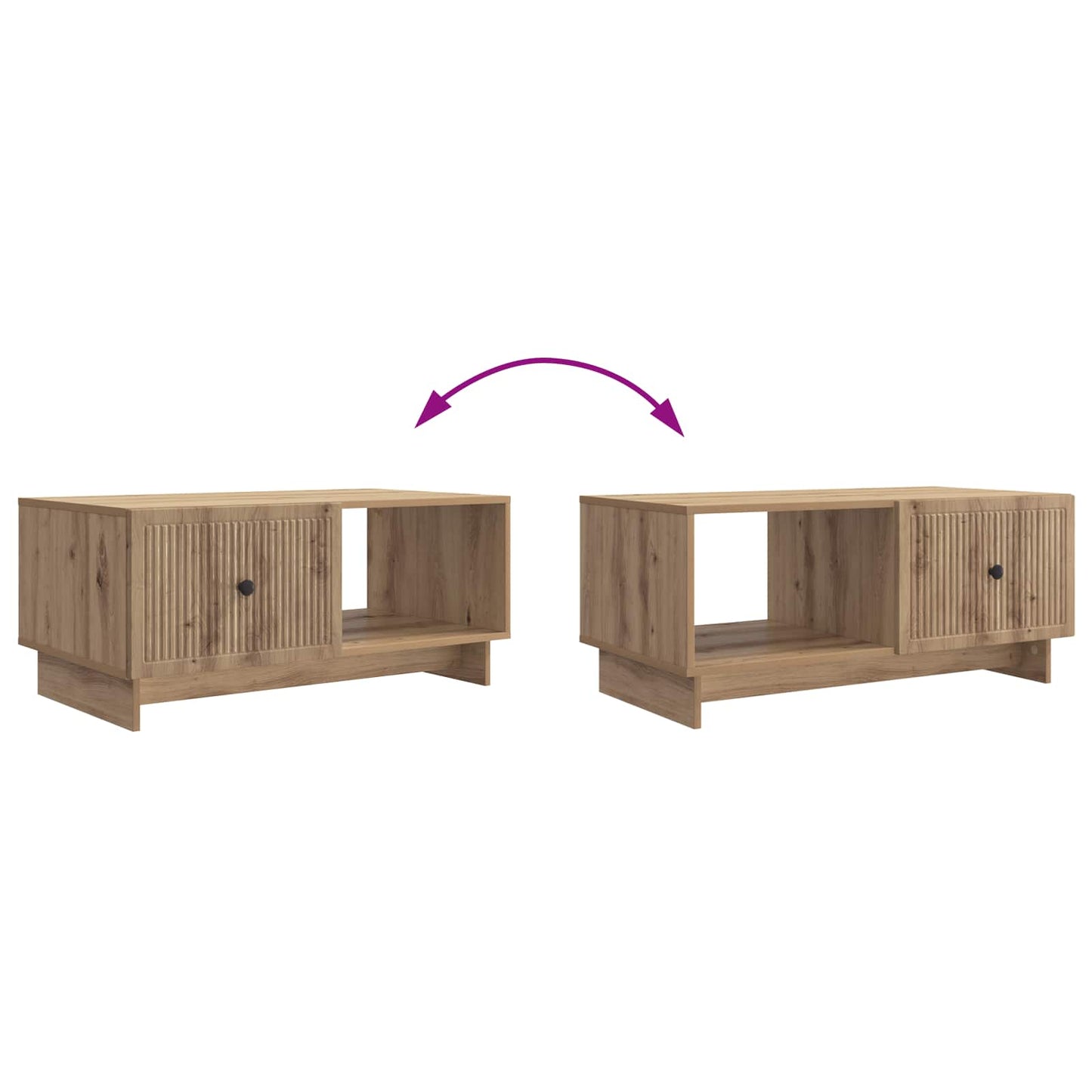 Salontafel Artisanaal eiken 90 x 50 x 40 cm Bewerkt hout is nu te koop bij PeponiXL, paradijselijk wonen!