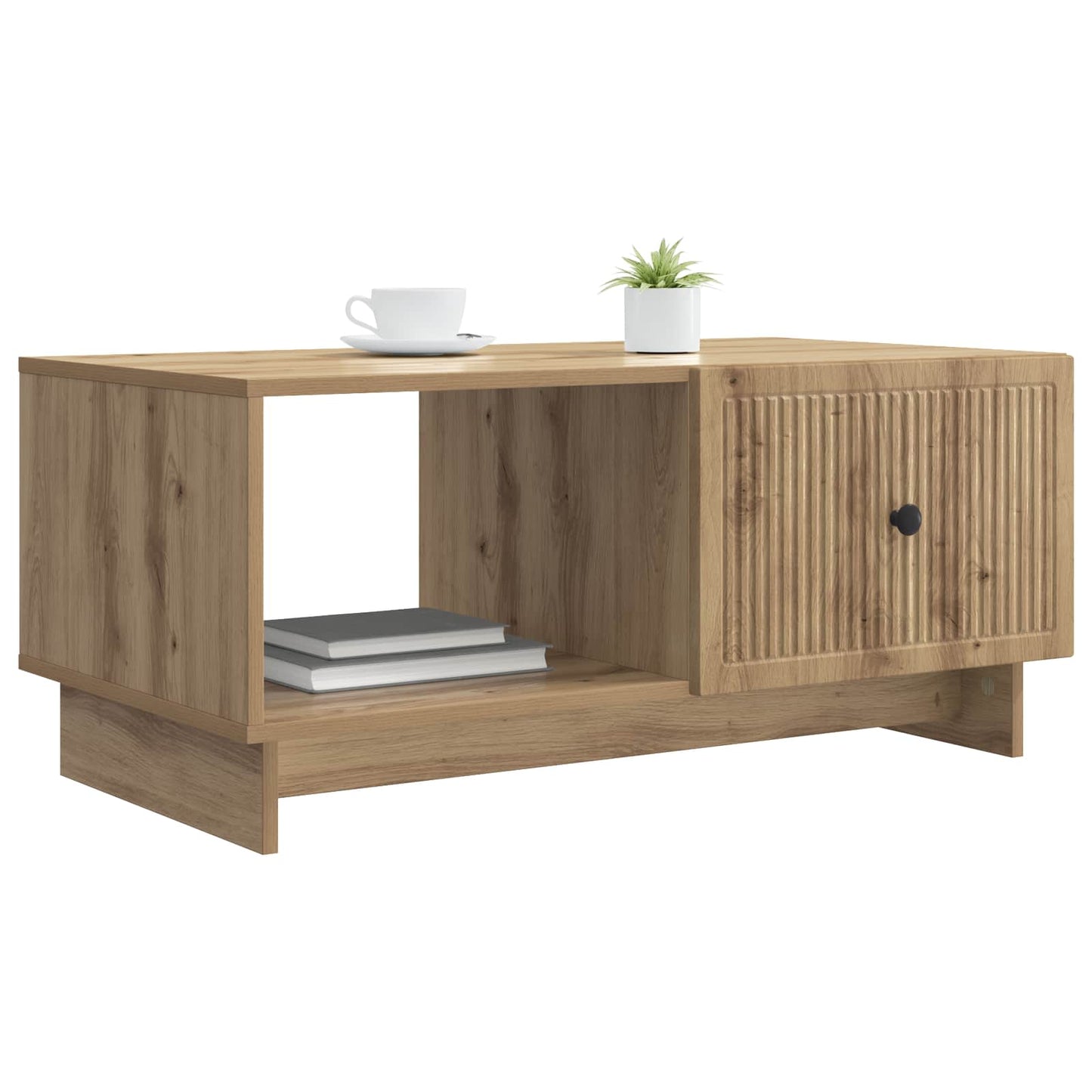 Salontafel Artisanaal eiken 90 x 50 x 40 cm Bewerkt hout is nu te koop bij PeponiXL, paradijselijk wonen!