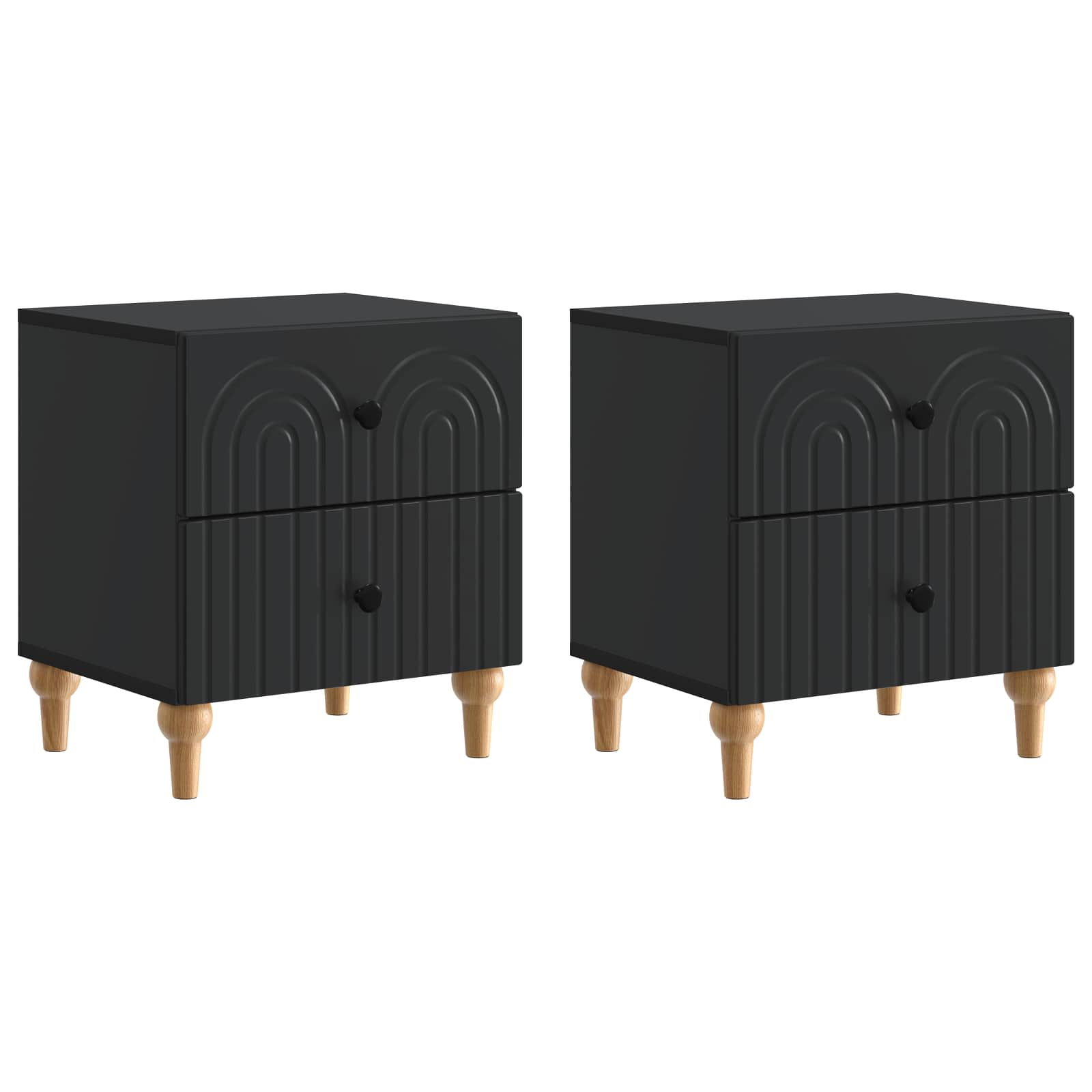 Nachtkastje met lade 2 pcs Zwart 43 x 34,5 x 48 cm Bewerkt hout is nu te koop bij PeponiXL, paradijselijk wonen!