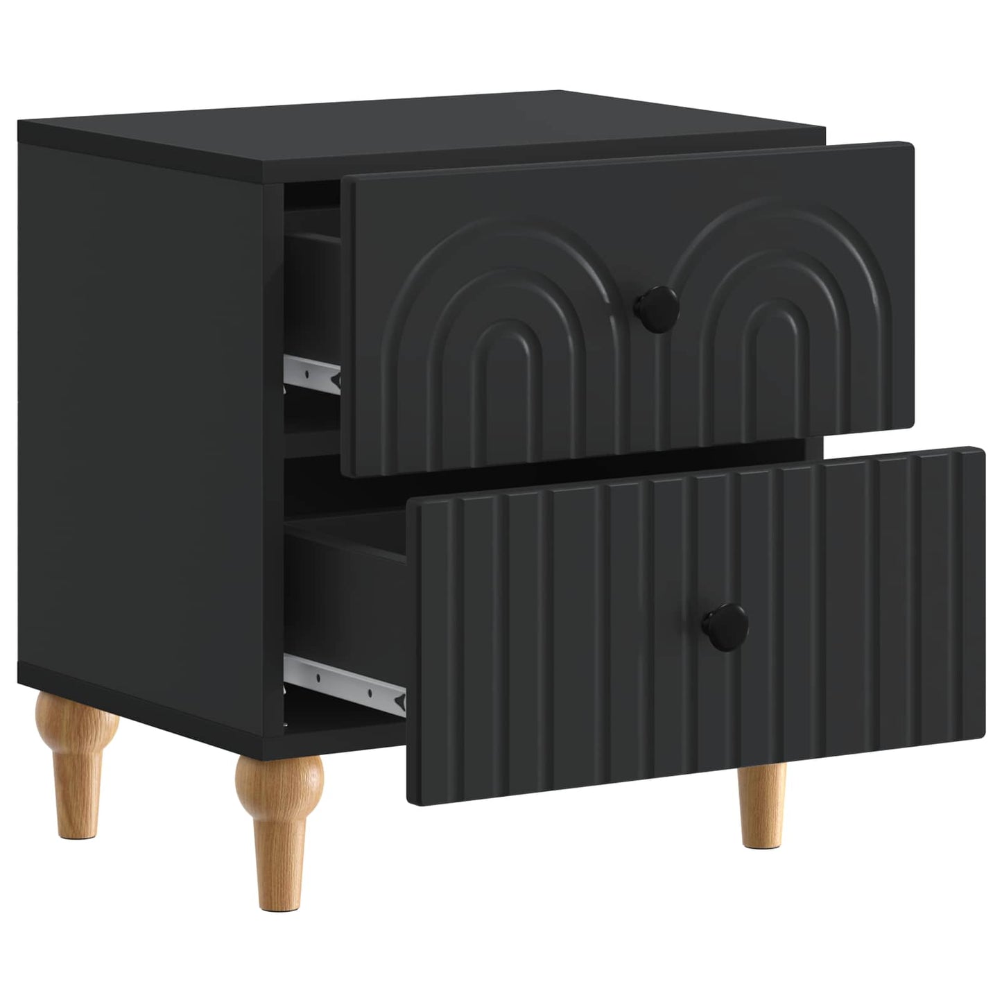 Nachtkastje met lade 2 pcs Zwart 43 x 34,5 x 48 cm Bewerkt hout is nu te koop bij PeponiXL, paradijselijk wonen!