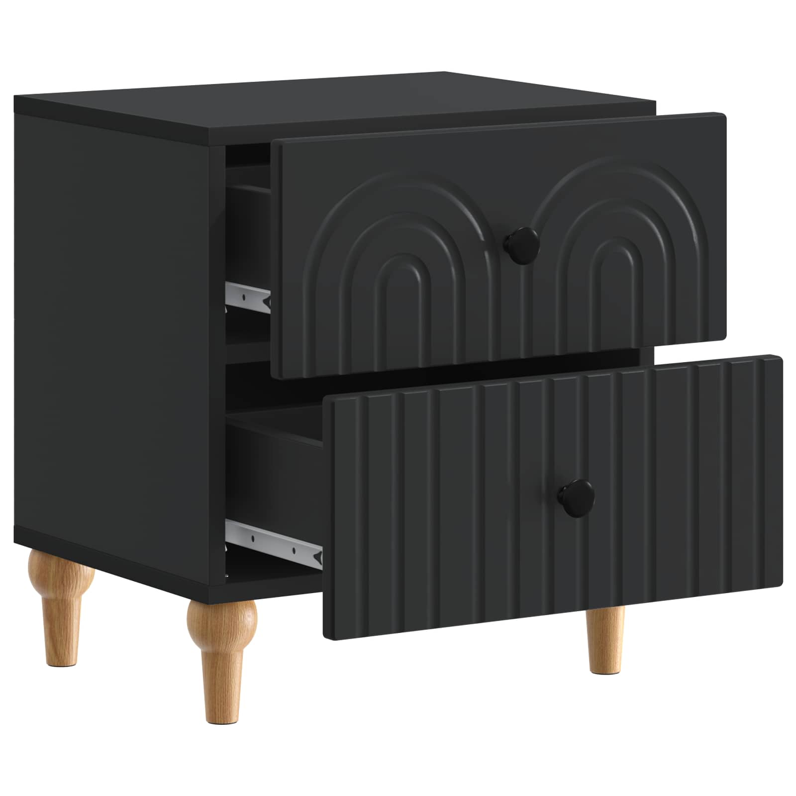 Nachtkastje met lade 2 pcs Zwart 43 x 34,5 x 48 cm Bewerkt hout is nu te koop bij PeponiXL, paradijselijk wonen!