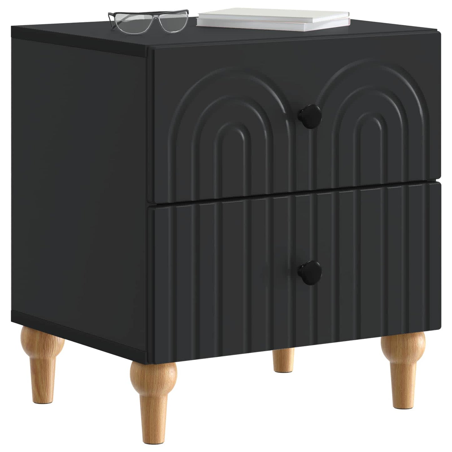 Nachtkastje met lade 2 pcs Zwart 43 x 34,5 x 48 cm Bewerkt hout is nu te koop bij PeponiXL, paradijselijk wonen!