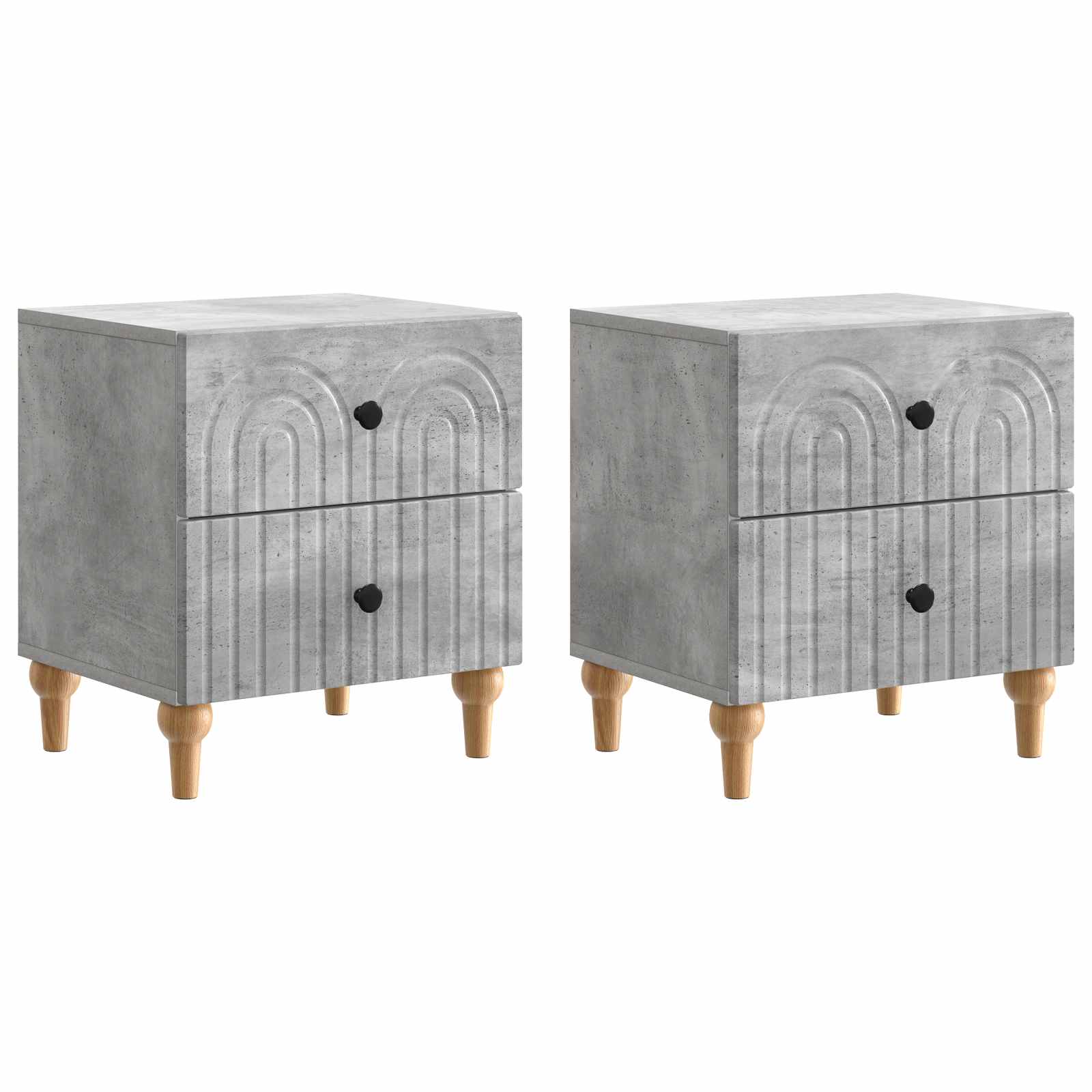 Nachtkastje 2 pcs Betongrijs 43 x 34,5 x 48 cm Bewerkt hout is nu te koop bij PeponiXL, paradijselijk wonen!