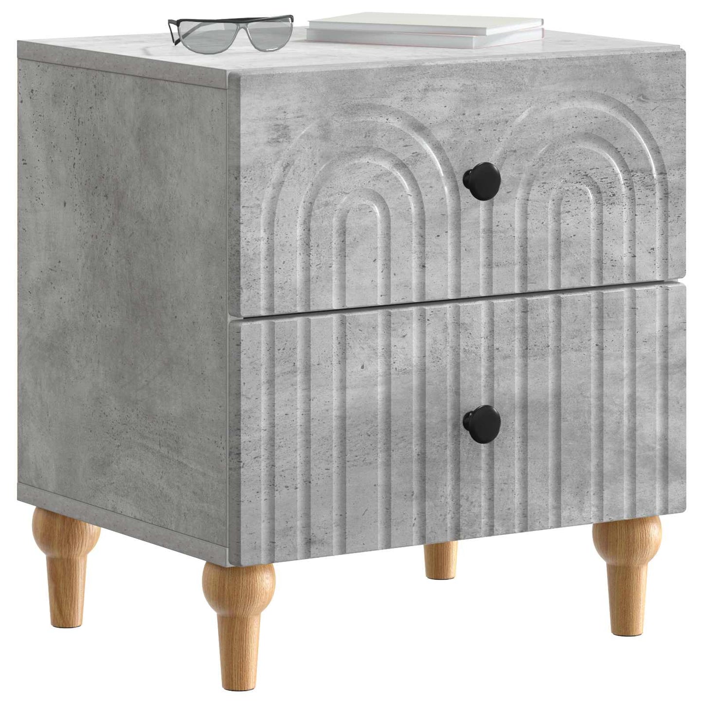 Nachtkastje 2 pcs Betongrijs 43 x 34,5 x 48 cm Bewerkt hout is nu te koop bij PeponiXL, paradijselijk wonen!