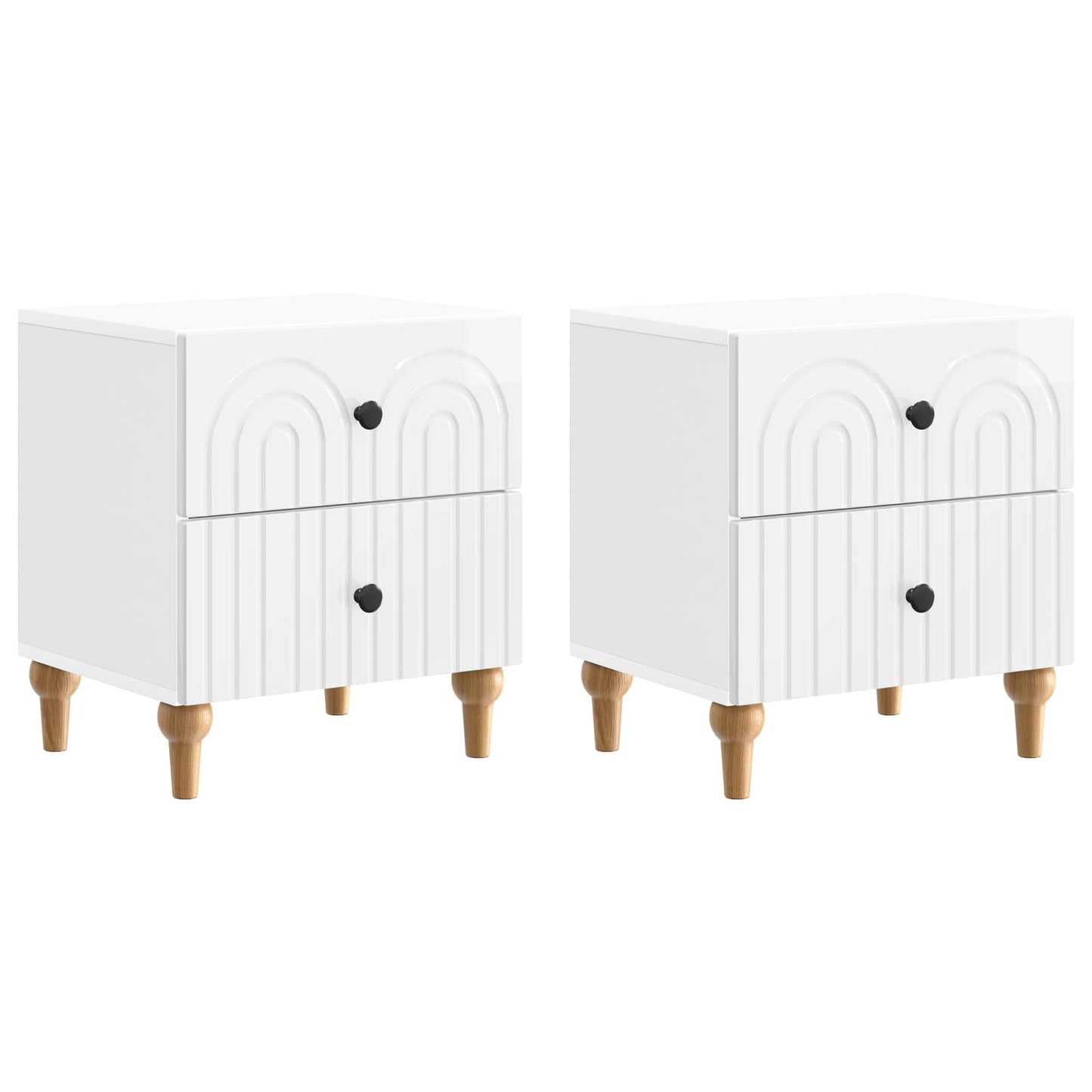 Nachtkastje 2 pcs Hoogglans Wit 43 x 34,5 x 48 cm Bewerkt hout is nu te koop bij PeponiXL, paradijselijk wonen!