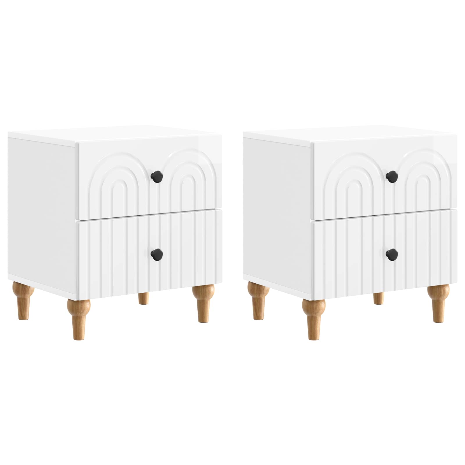 Nachtkastje 2 pcs Hoogglans Wit 43 x 34,5 x 48 cm Bewerkt hout is nu te koop bij PeponiXL, paradijselijk wonen!