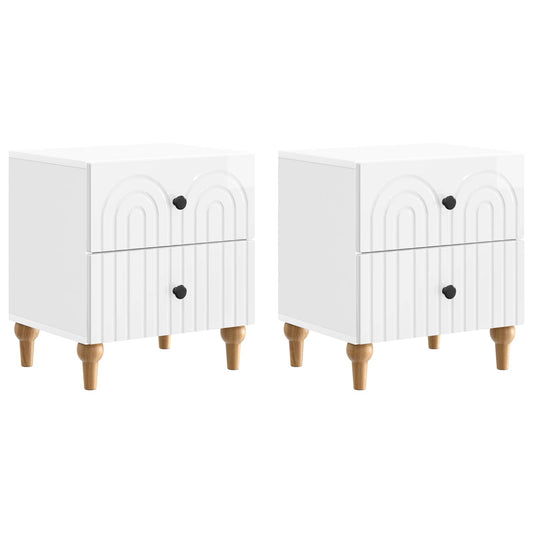 Nachtkastje 2 pcs Hoogglans Wit 43 x 34,5 x 48 cm Bewerkt hout is nu te koop bij PeponiXL, paradijselijk wonen!