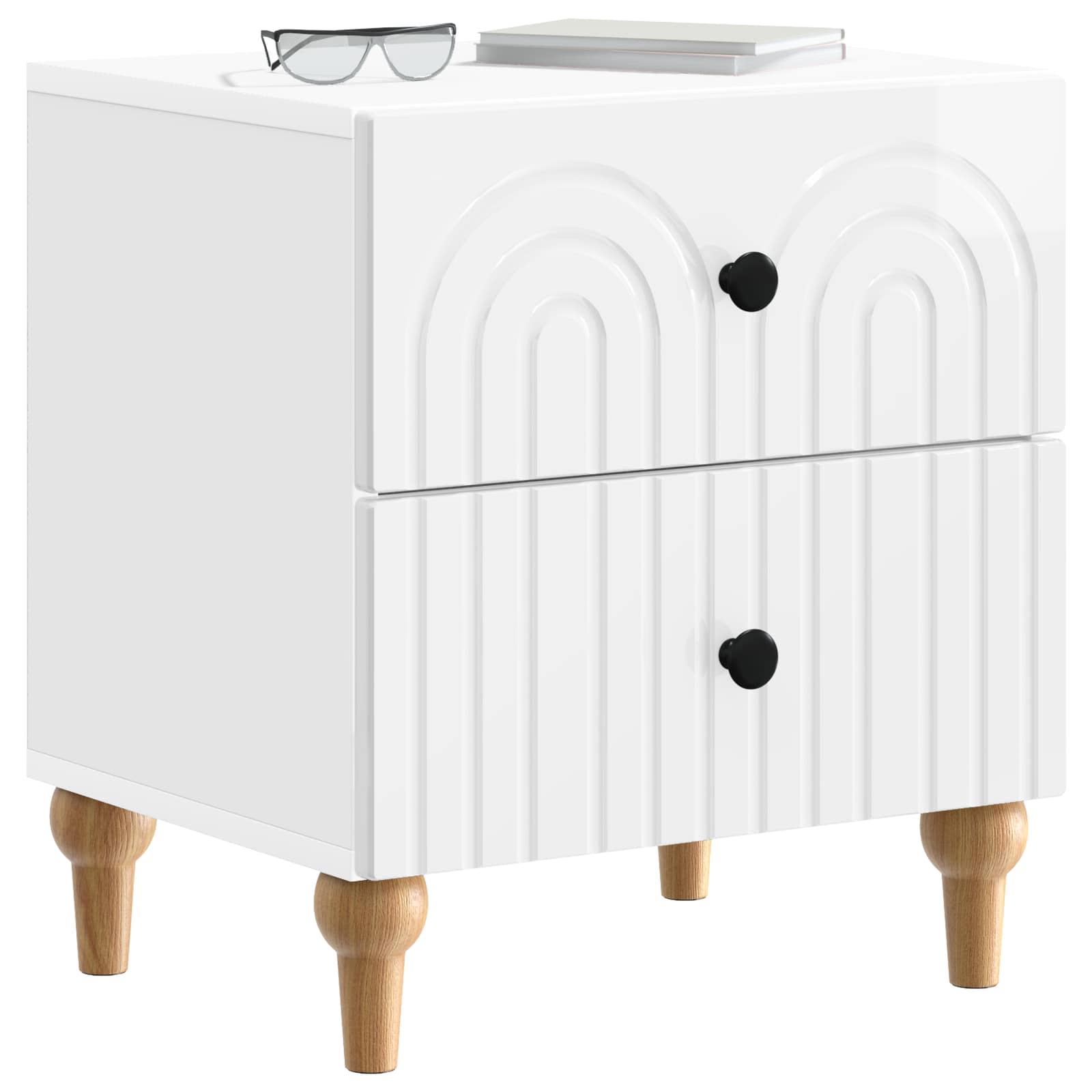 Nachtkastje 2 pcs Hoogglans Wit 43 x 34,5 x 48 cm Bewerkt hout is nu te koop bij PeponiXL, paradijselijk wonen!
