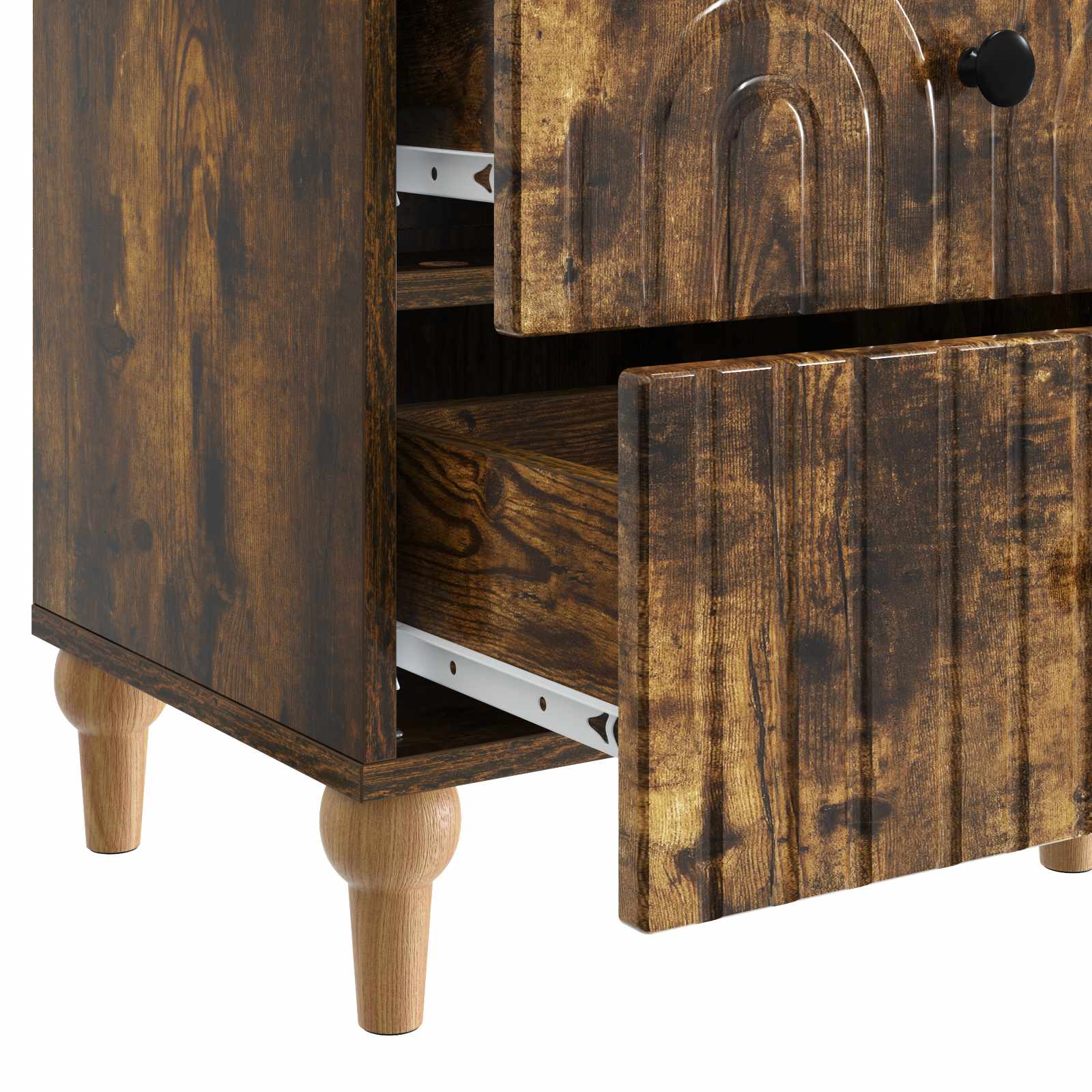 Nachtkastje 2 pcs Gerookt eiken 43 x 34,5 x 48 cm Bewerkt hout is nu te koop bij PeponiXL, paradijselijk wonen!