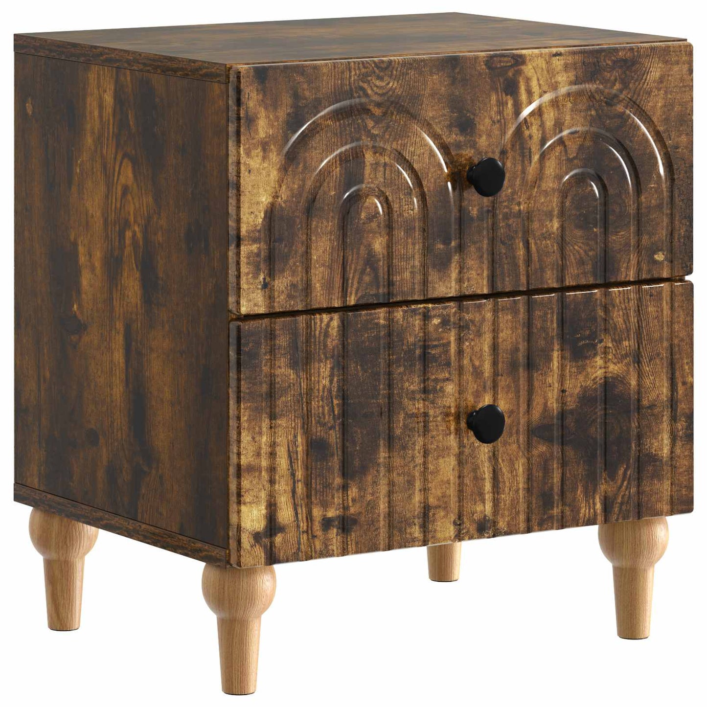Nachtkastje 2 pcs Gerookt eiken 43 x 34,5 x 48 cm Bewerkt hout is nu te koop bij PeponiXL, paradijselijk wonen!