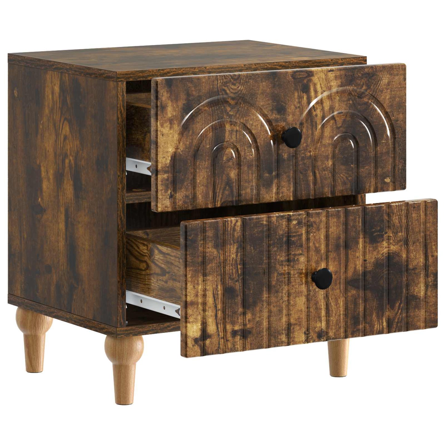 Nachtkastje 2 pcs Gerookt eiken 43 x 34,5 x 48 cm Bewerkt hout is nu te koop bij PeponiXL, paradijselijk wonen!