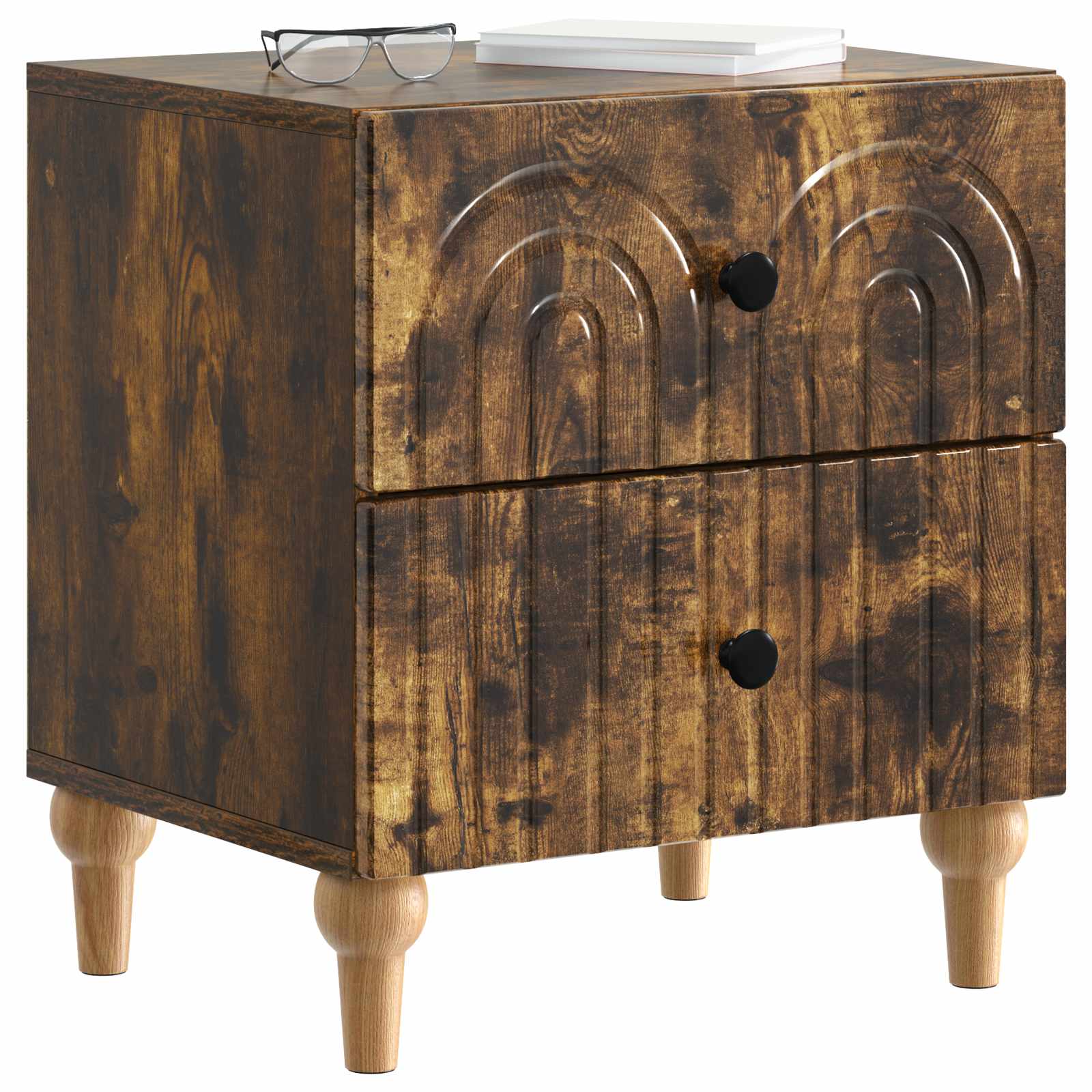Nachtkastje 2 pcs Gerookt eiken 43 x 34,5 x 48 cm Bewerkt hout is nu te koop bij PeponiXL, paradijselijk wonen!