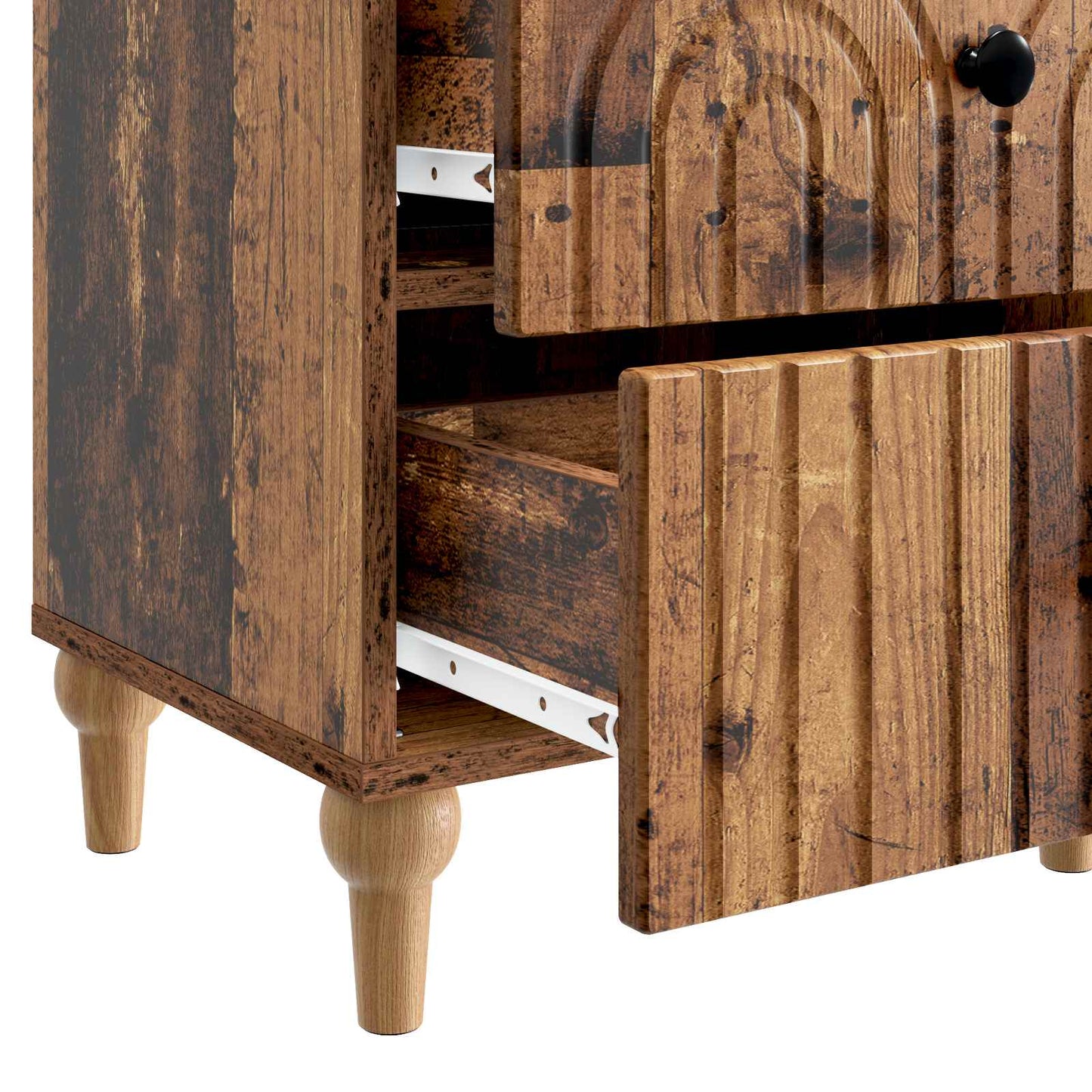 Nachtkastje met lade Oud hout 43 x 34,5 x 48 cm Bewerkt hout is nu te koop bij PeponiXL, paradijselijk wonen!